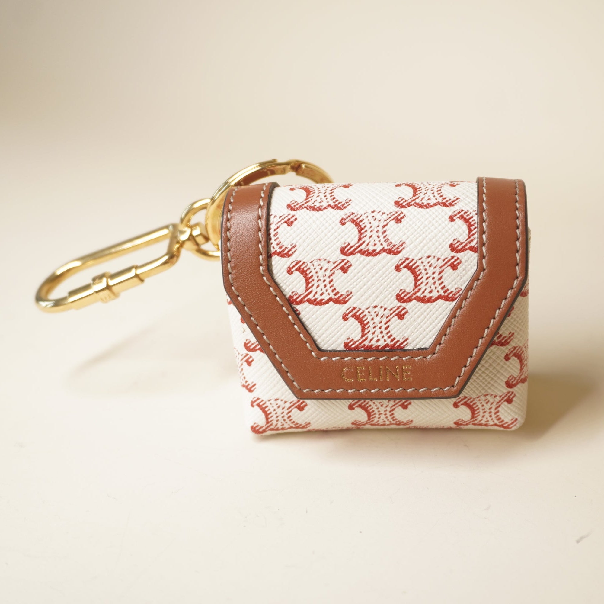 PRE-OWNED Triomphe Canvas Calfskin Airpods Case Charm