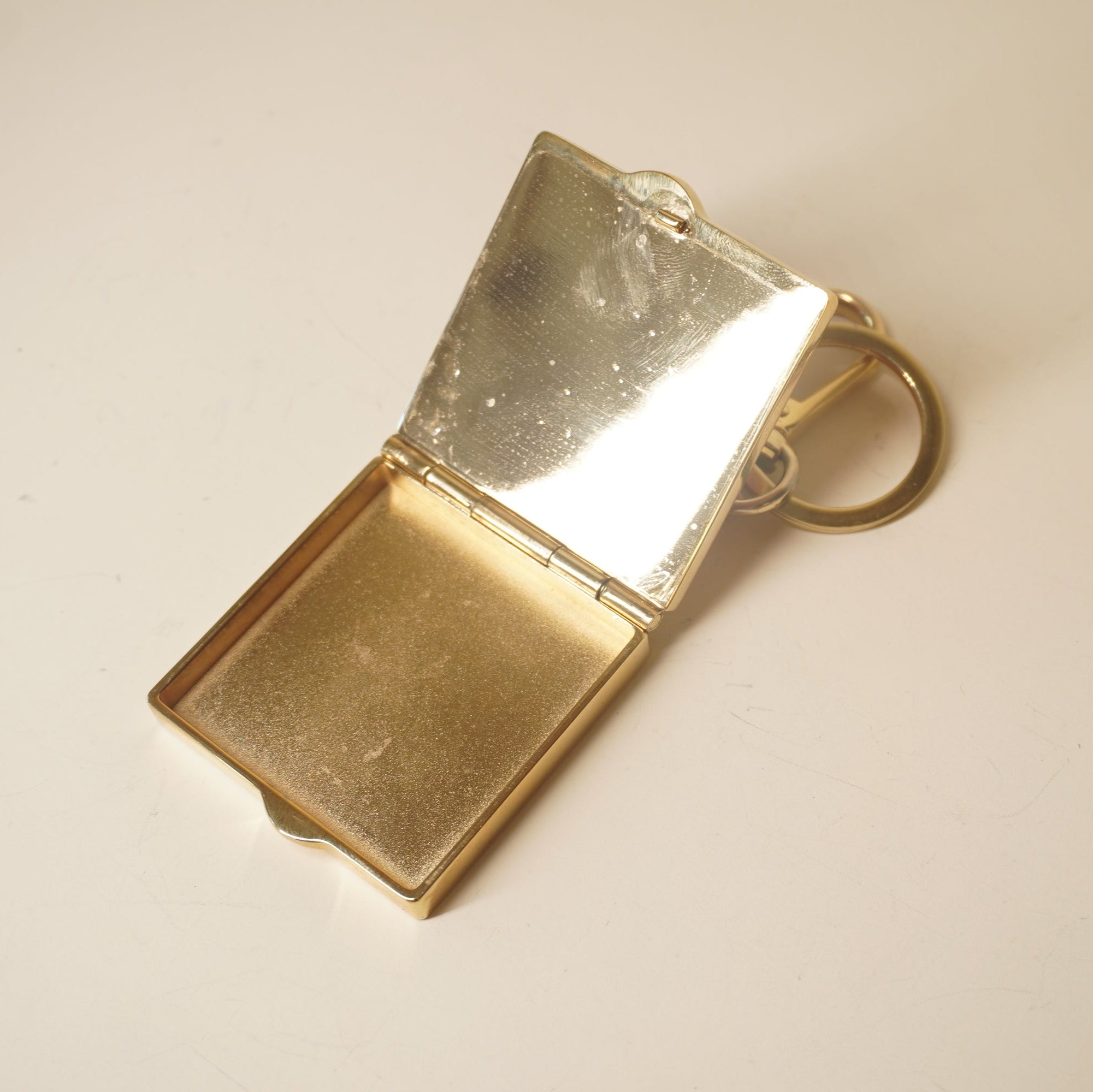 PRE-OWNED Leather Pill Box Key Chain In Pink