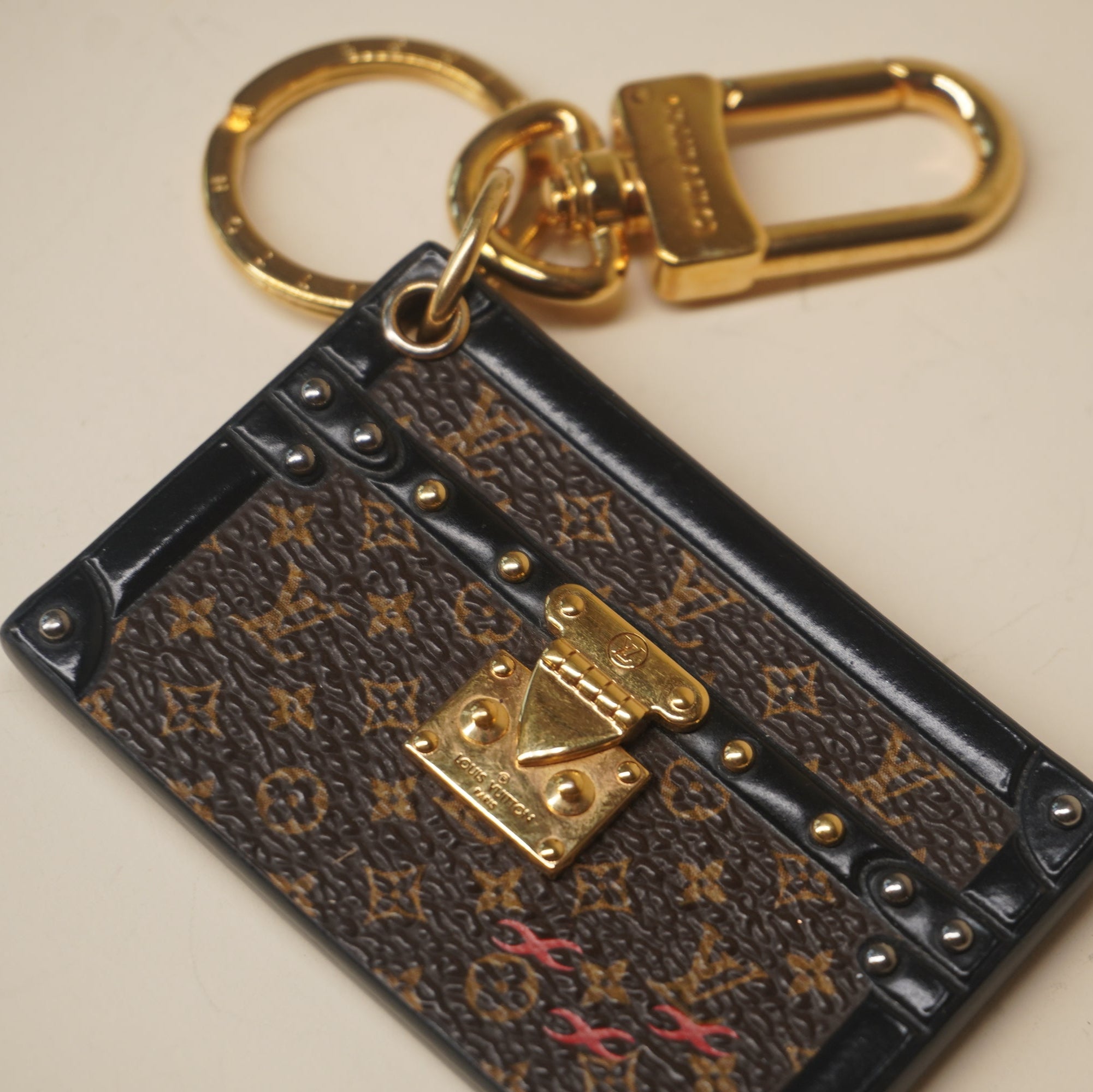 PRE-OWNED Petite Malle Bag Charm Key Holder Brown