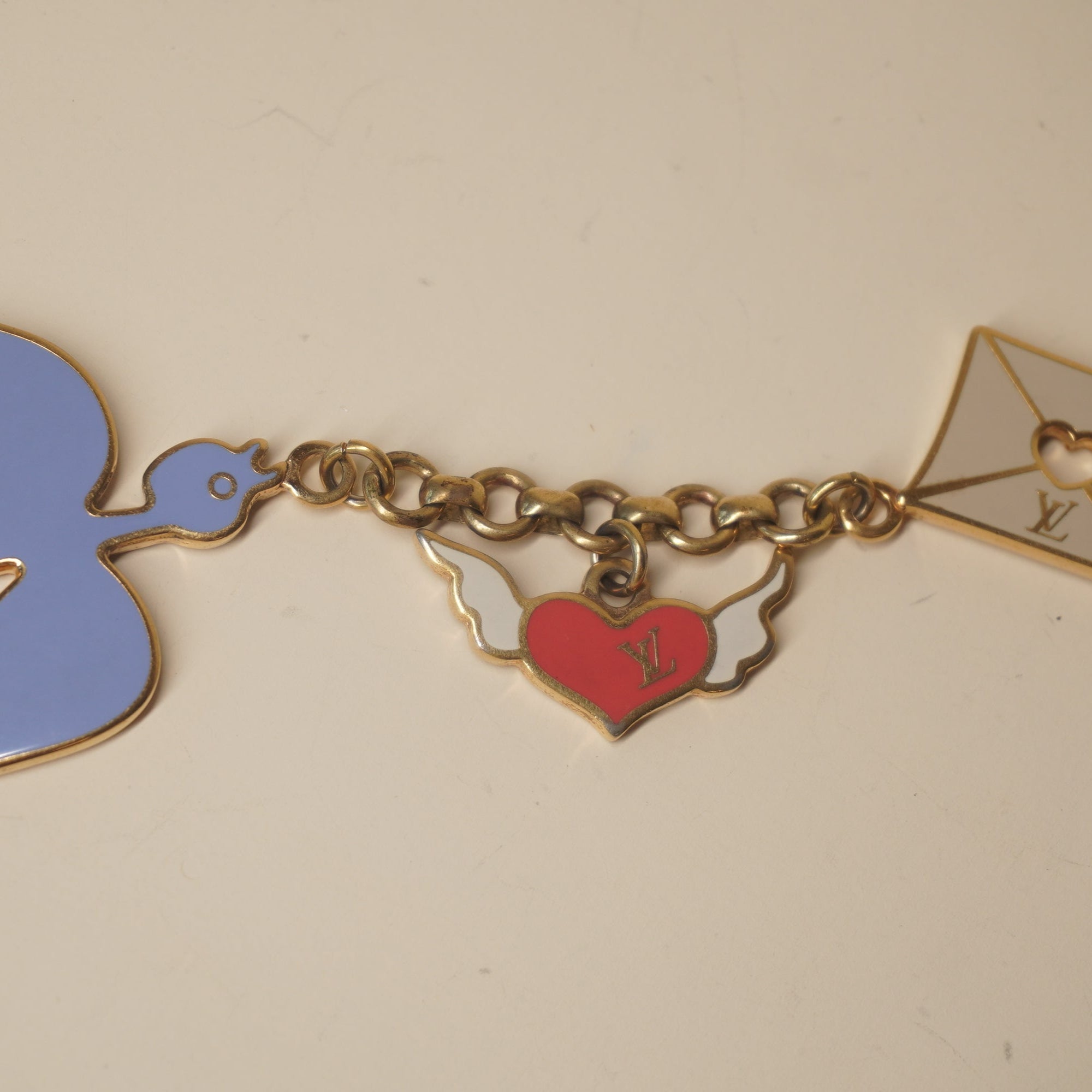 PRE-OWNED Enamel Love Birds Bag Charm