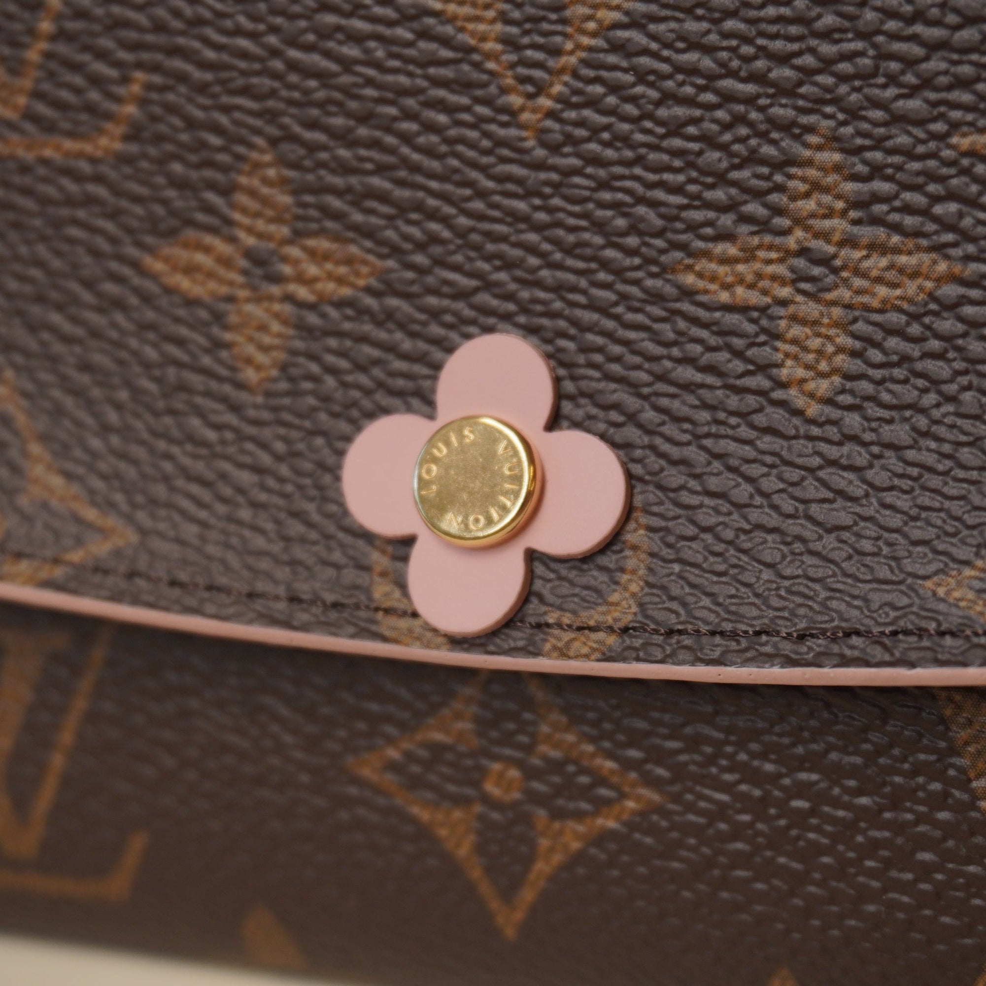 PRE-OWNED LV Monogram Bloom Flower Emilie Wallet Fuchsia
