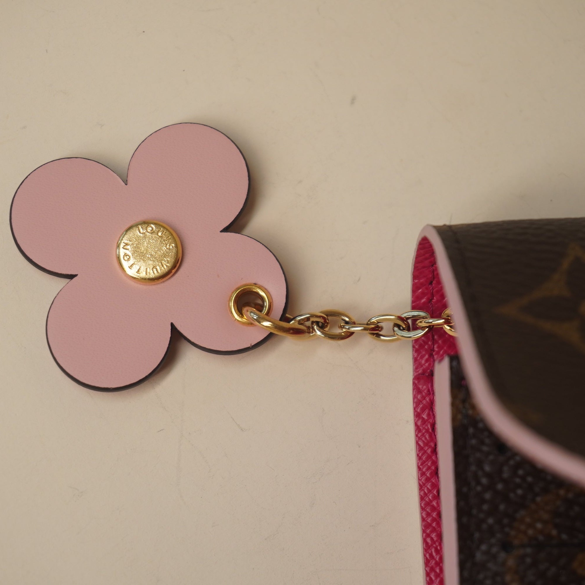 PRE-OWNED LV Monogram Bloom Flower Emilie Wallet Fuchsia