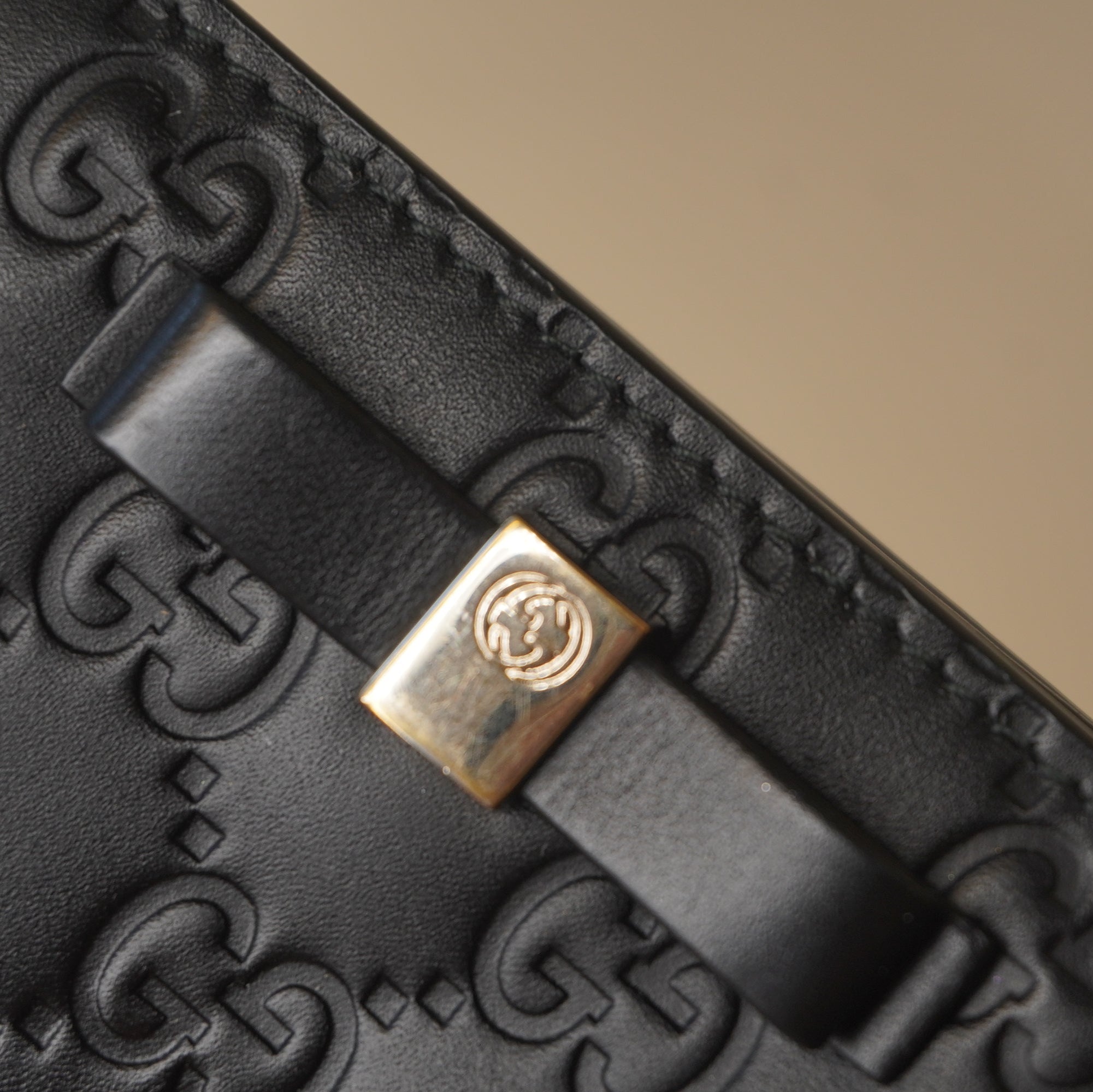 PRE-OWNED GG Black Guccissima Bow Bifold Wallet