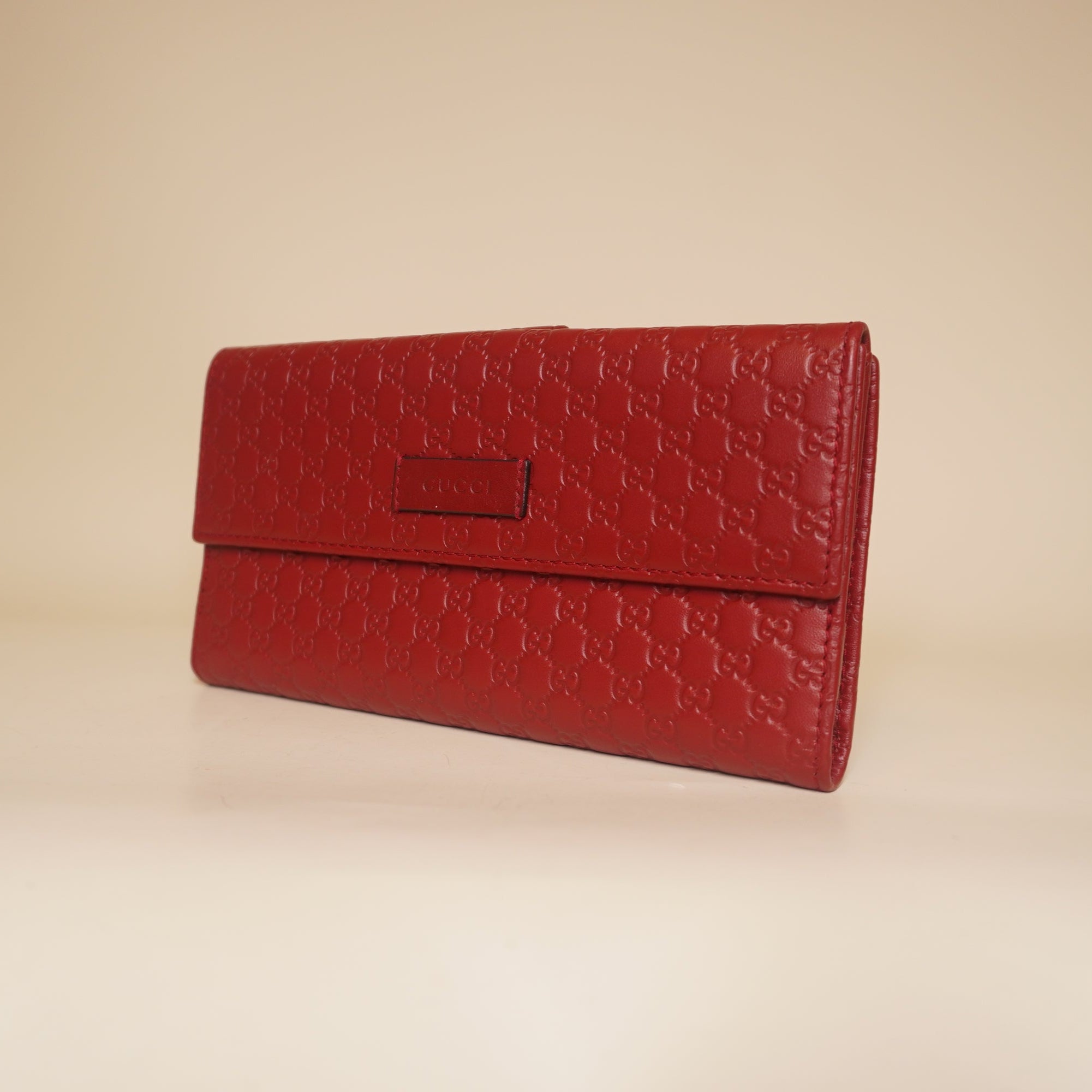 PRE-OWNED GG Red Microguccissima Continental Flap Wallet