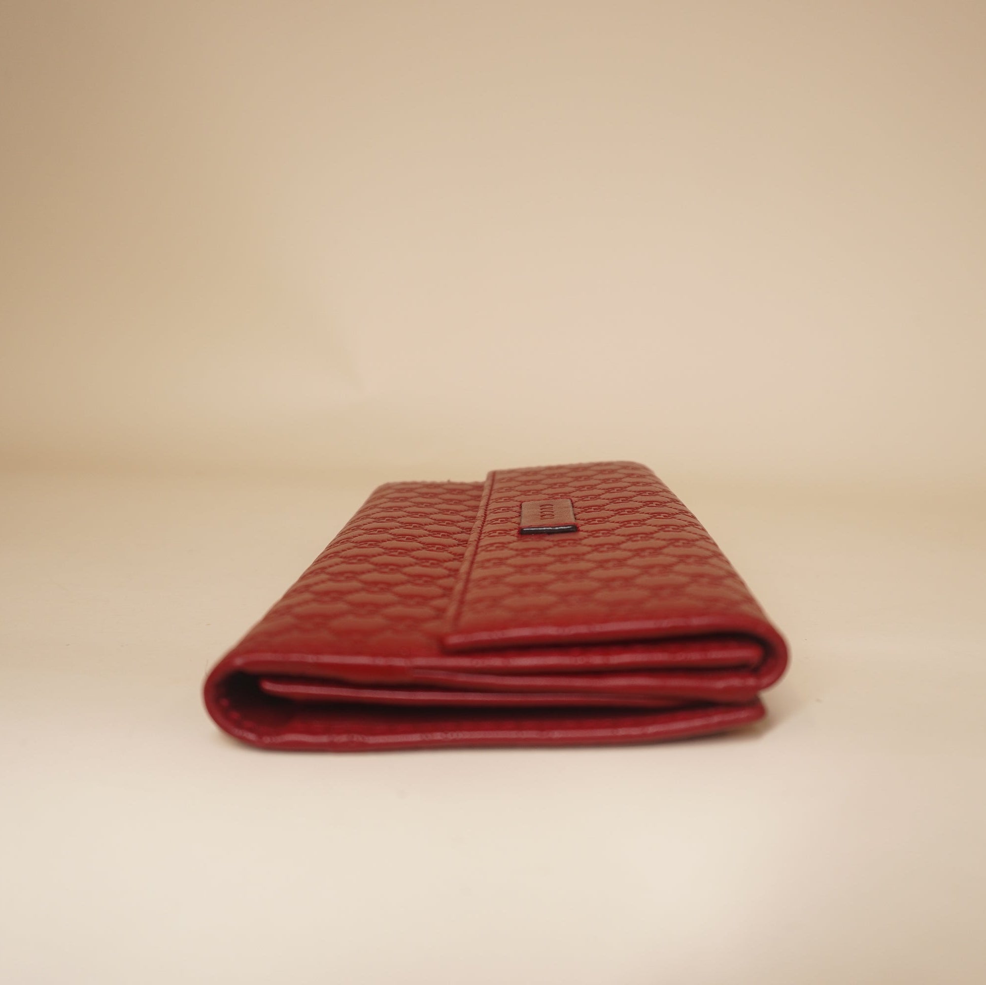 PRE-OWNED GG Red Microguccissima Continental Flap Wallet