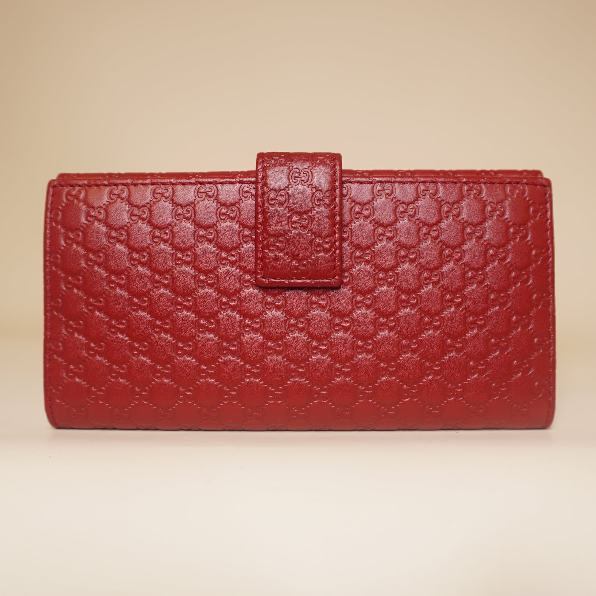 PRE-OWNED GG Red Microguccissima Continental Flap Wallet