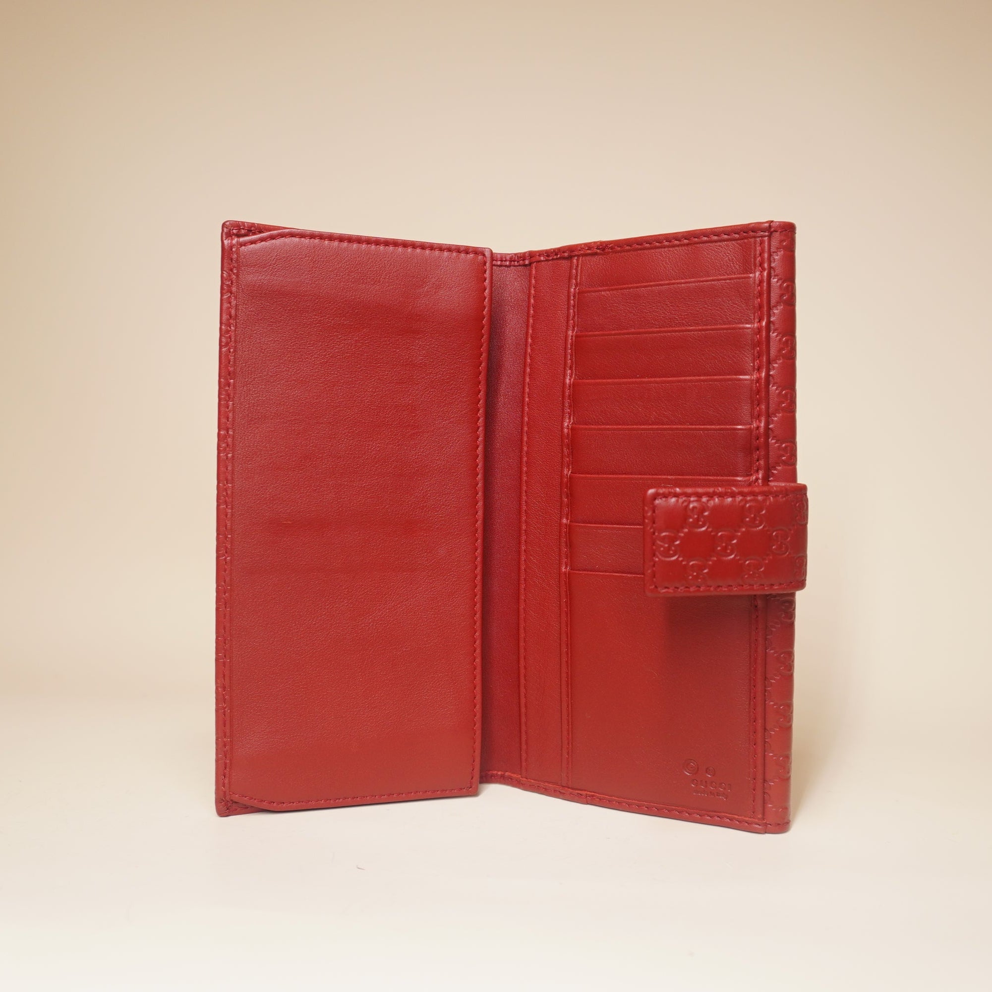 PRE-OWNED GG Red Microguccissima Continental Flap Wallet