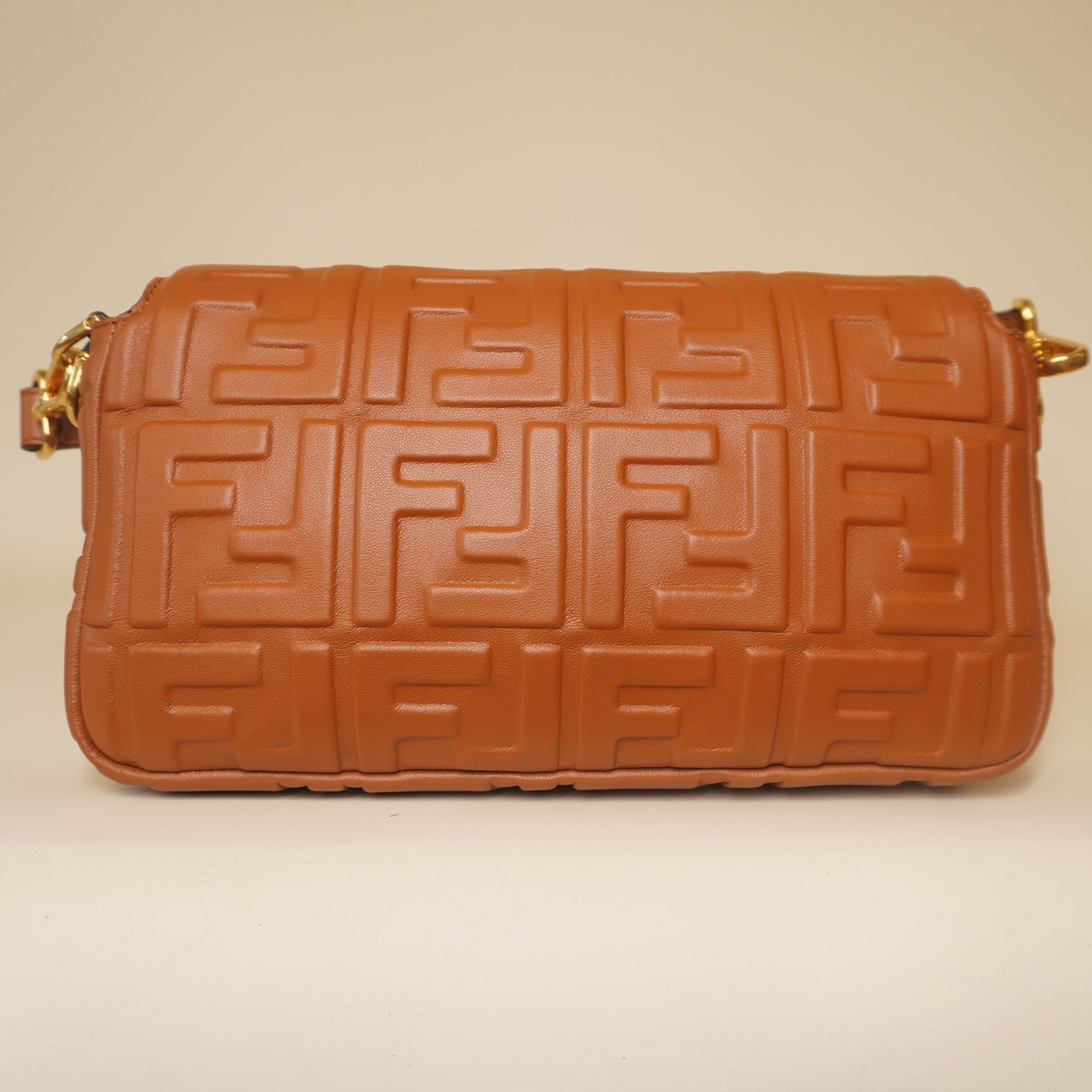 PRE-OWNED Baguette Brown Calfskin Shoulder Bag