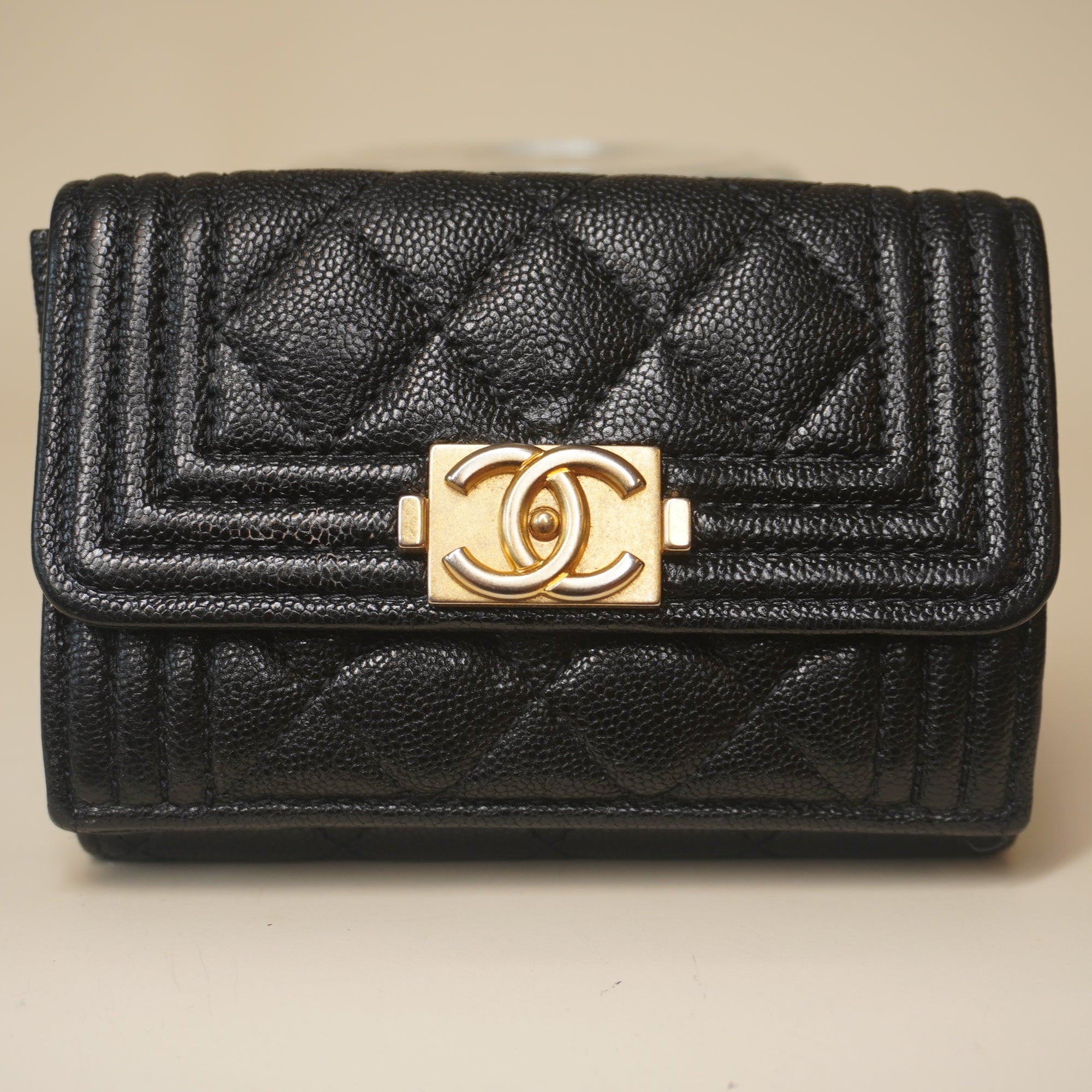 PRE-OWNED Le Boy Black Caviar Compact wallet