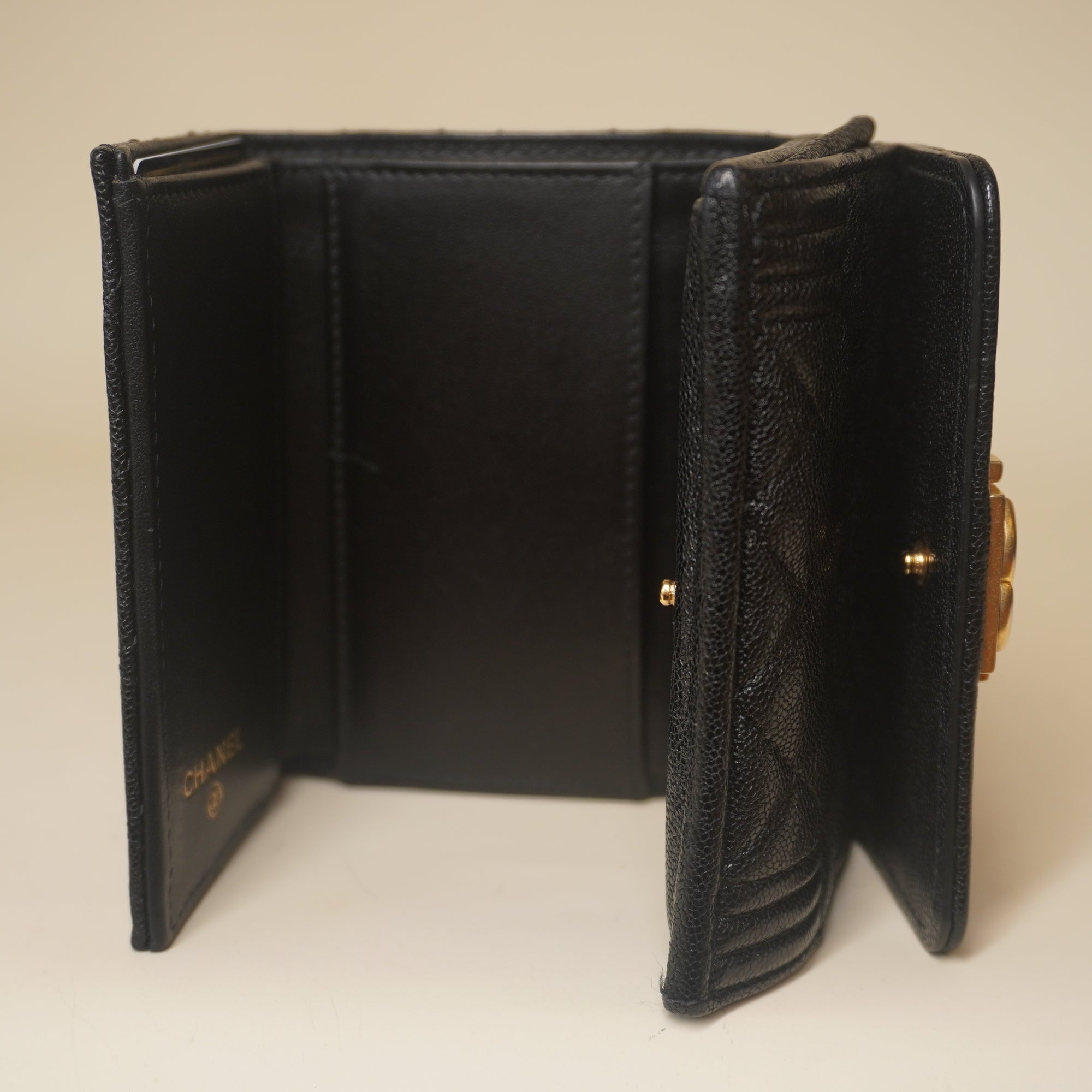 PRE-OWNED Le Boy Black Caviar Compact wallet