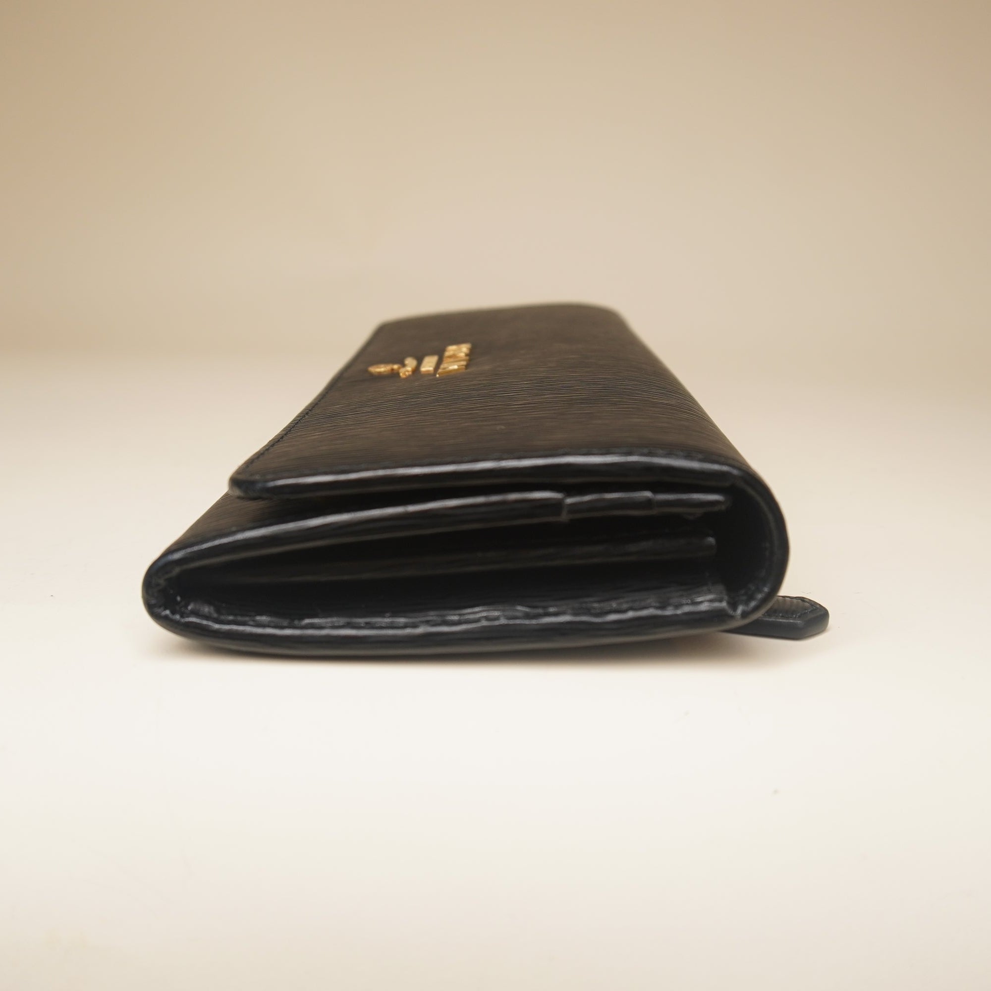 PRE-OWNED Saffiano Long Wallet Black