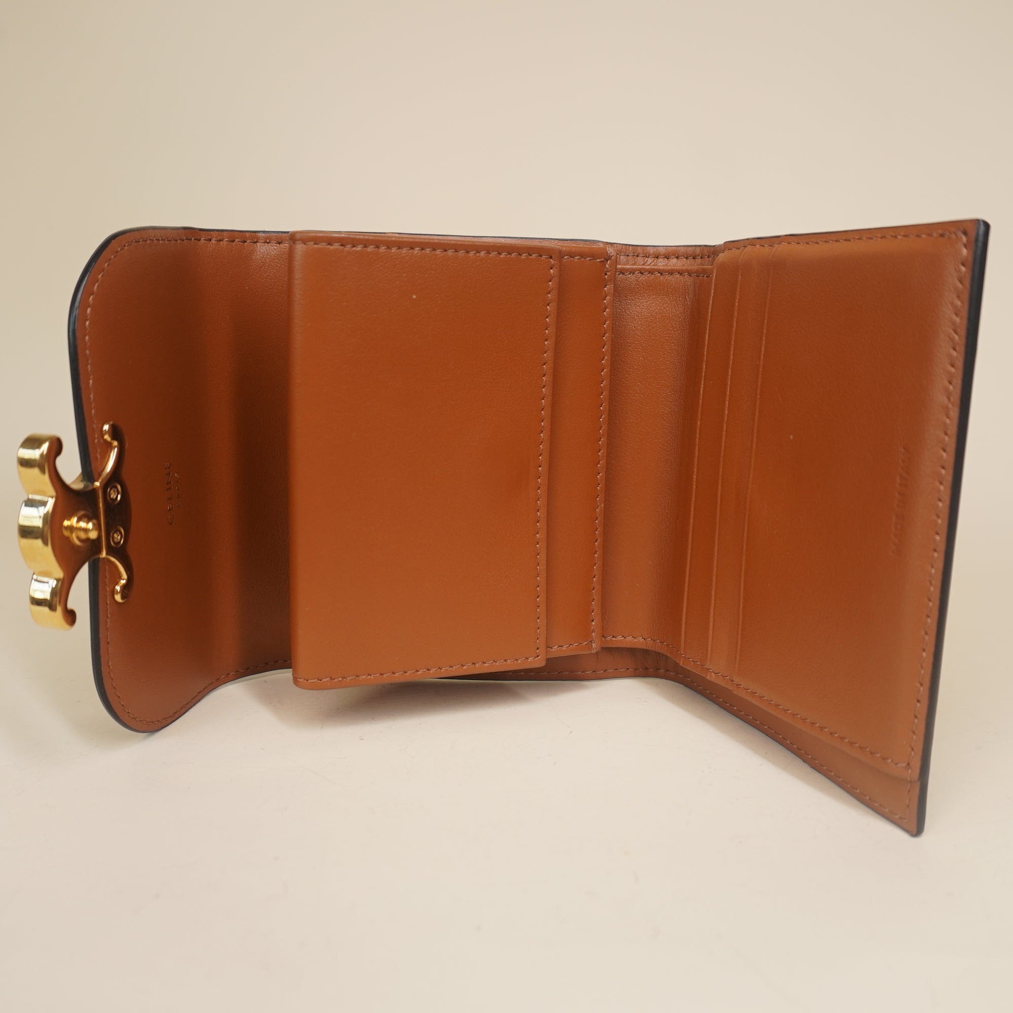 PRE-OWNED Tri-fold Wallet Small Triomphe Brown