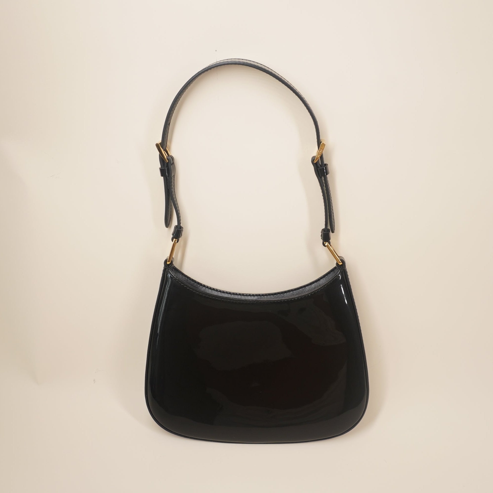 PRE-OWNED Black Vernis Cleo Shoulder Bag