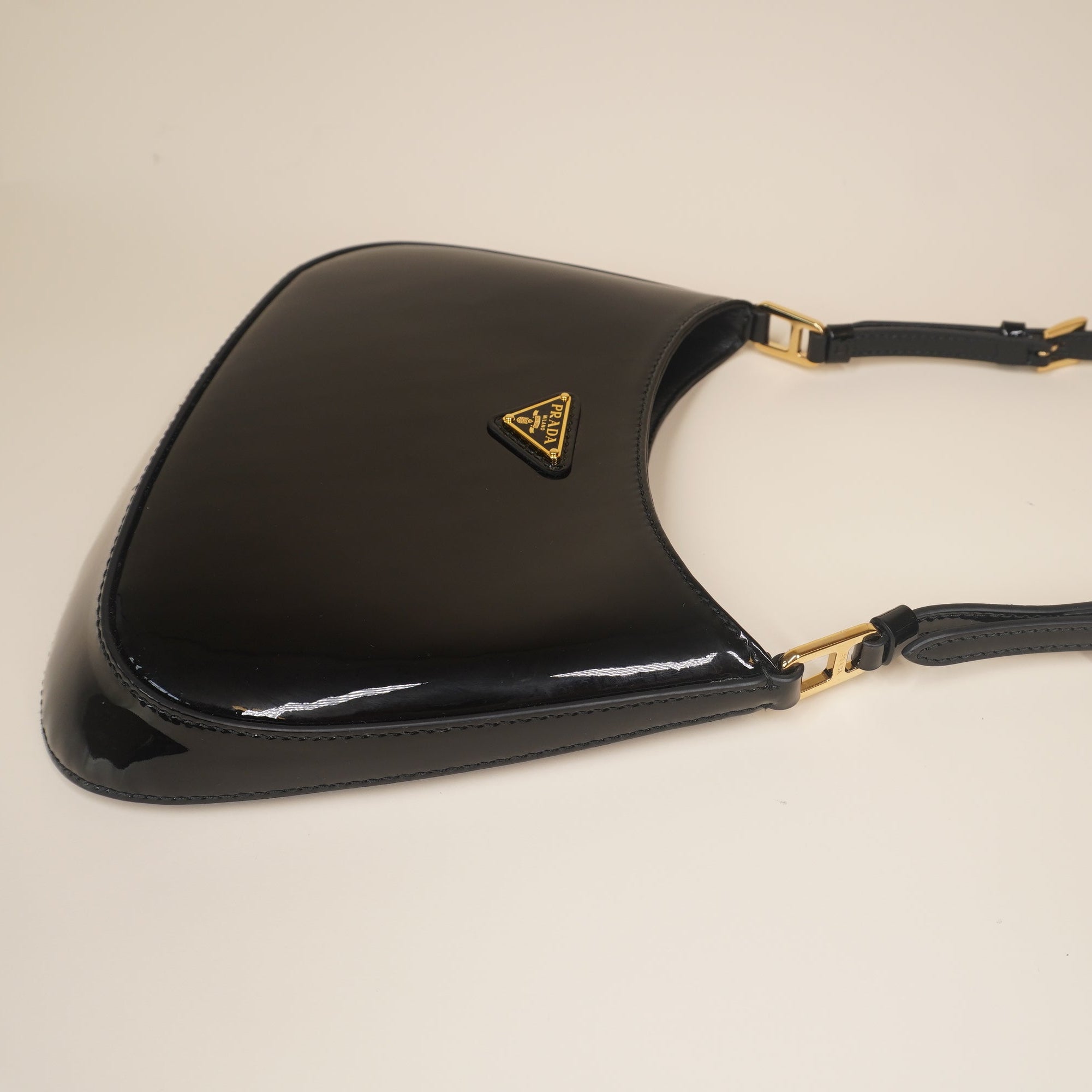 PRE-OWNED Black Vernis Cleo Shoulder Bag