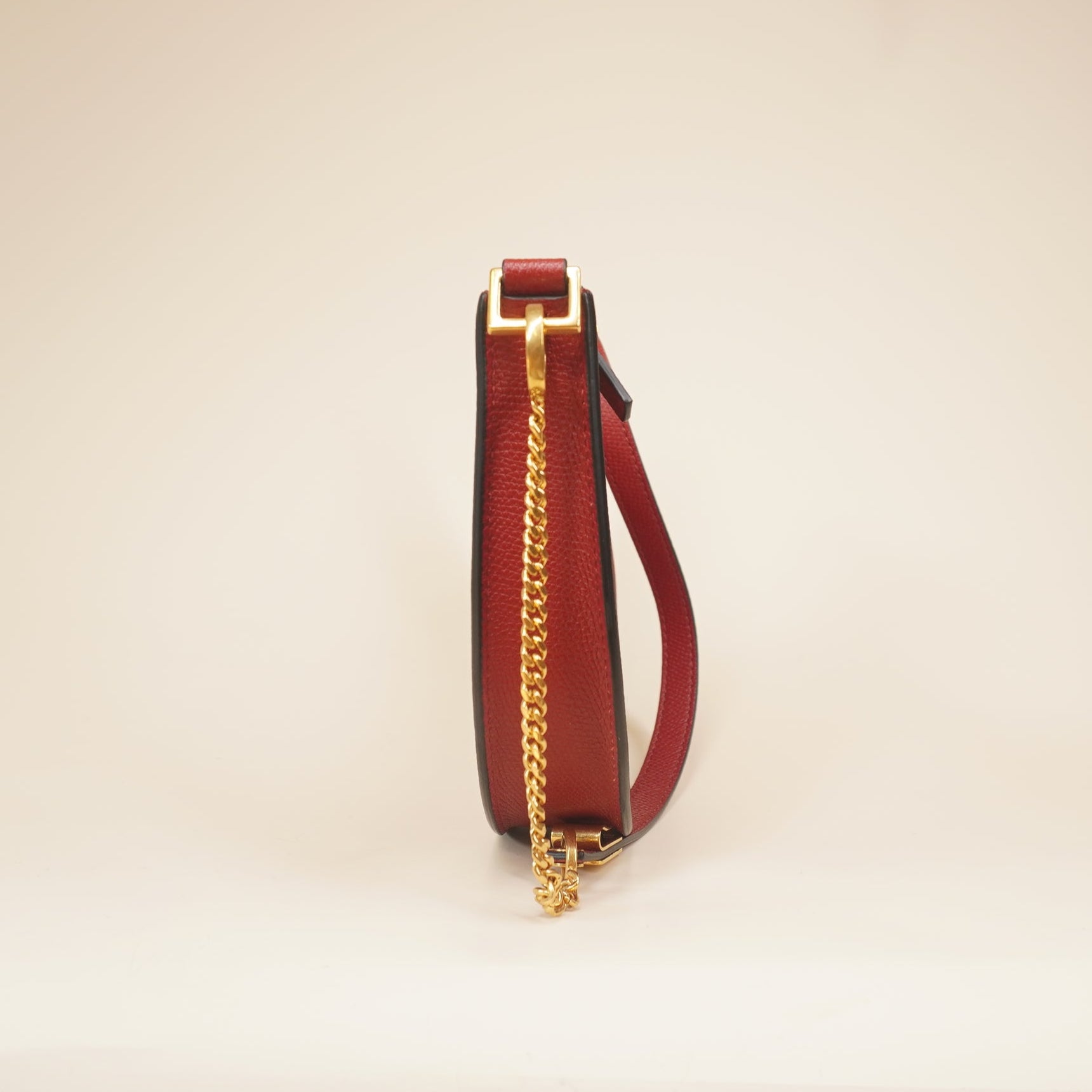 PRE-OWNED Grainy Calfskin Mini Vlogo Hobo Cerise