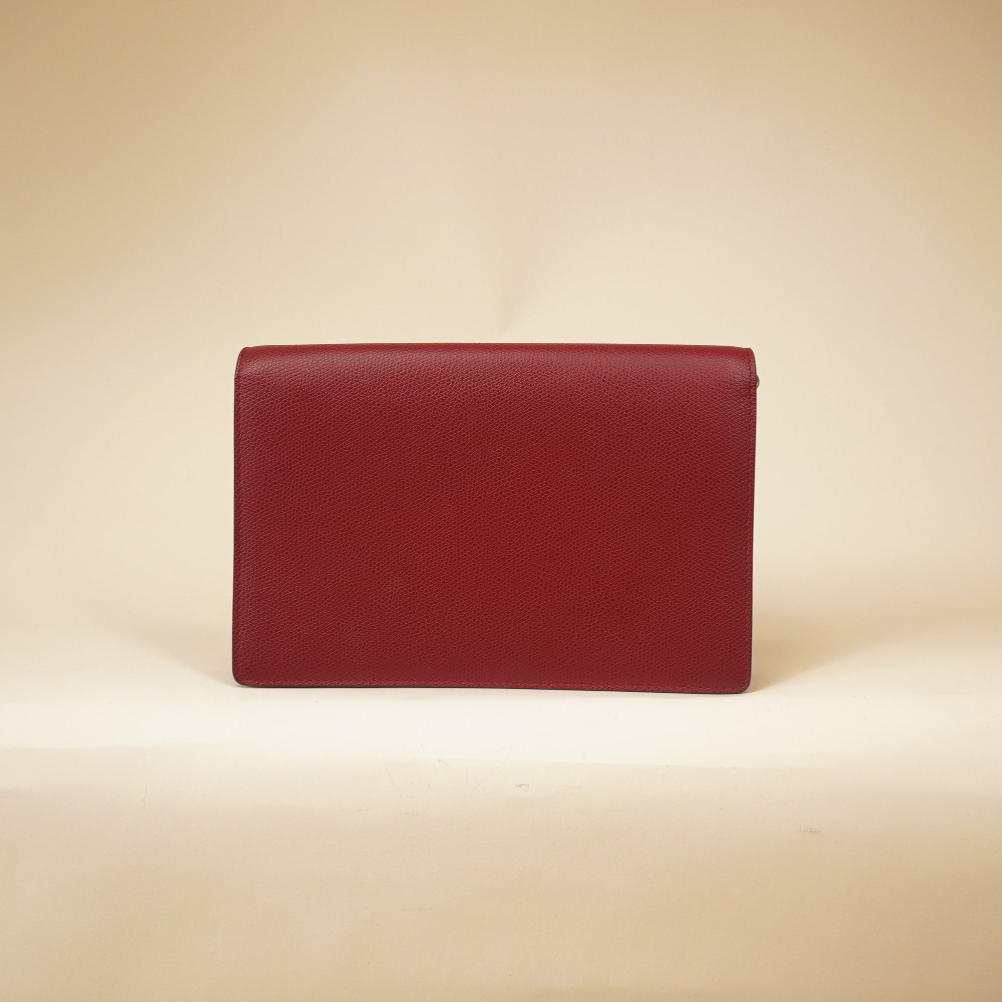 PRE-OWNED Red Saddle Long Wallet With Chain Crossbody Bag
