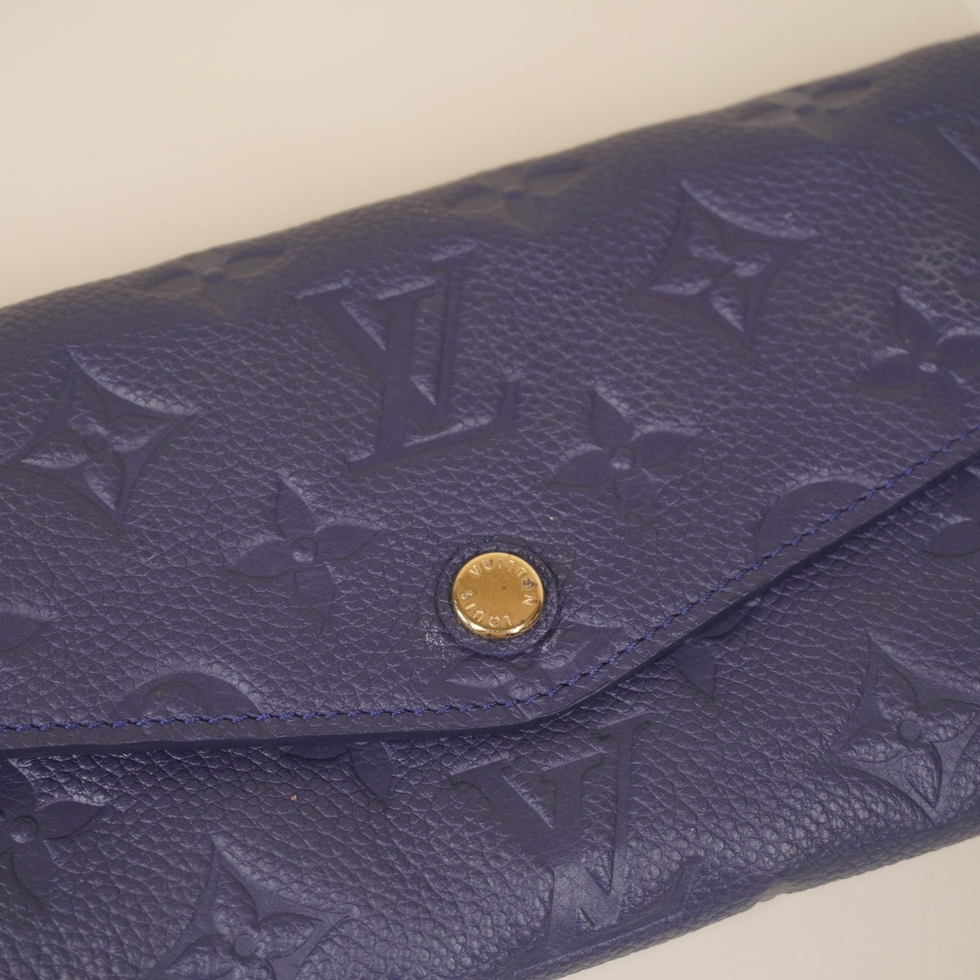 PRE-OWNED LV Navy Blue Canvas Empreinte Curieuse Wallet