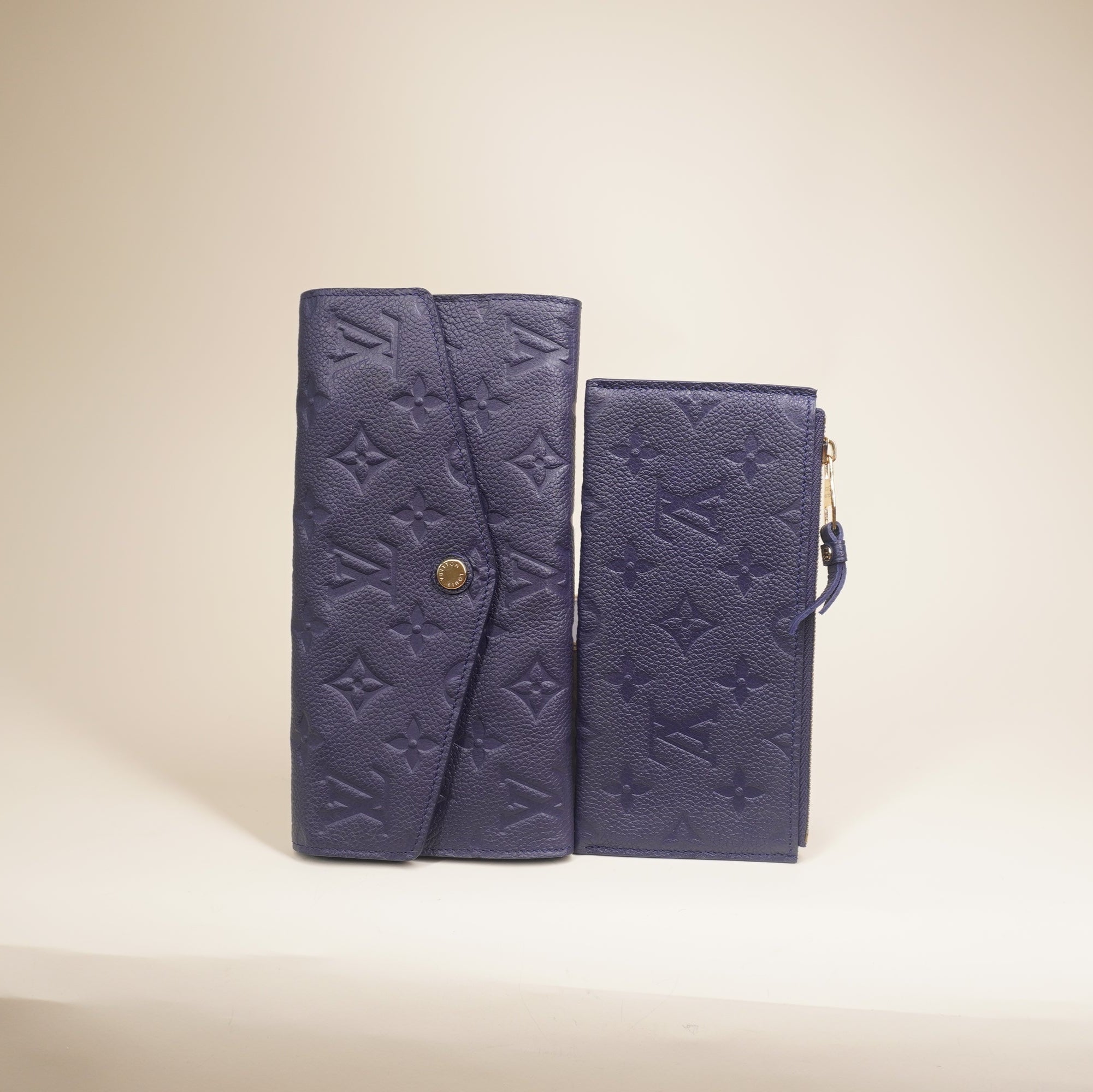 PRE-OWNED LV Navy Blue Canvas Empreinte Curieuse Wallet