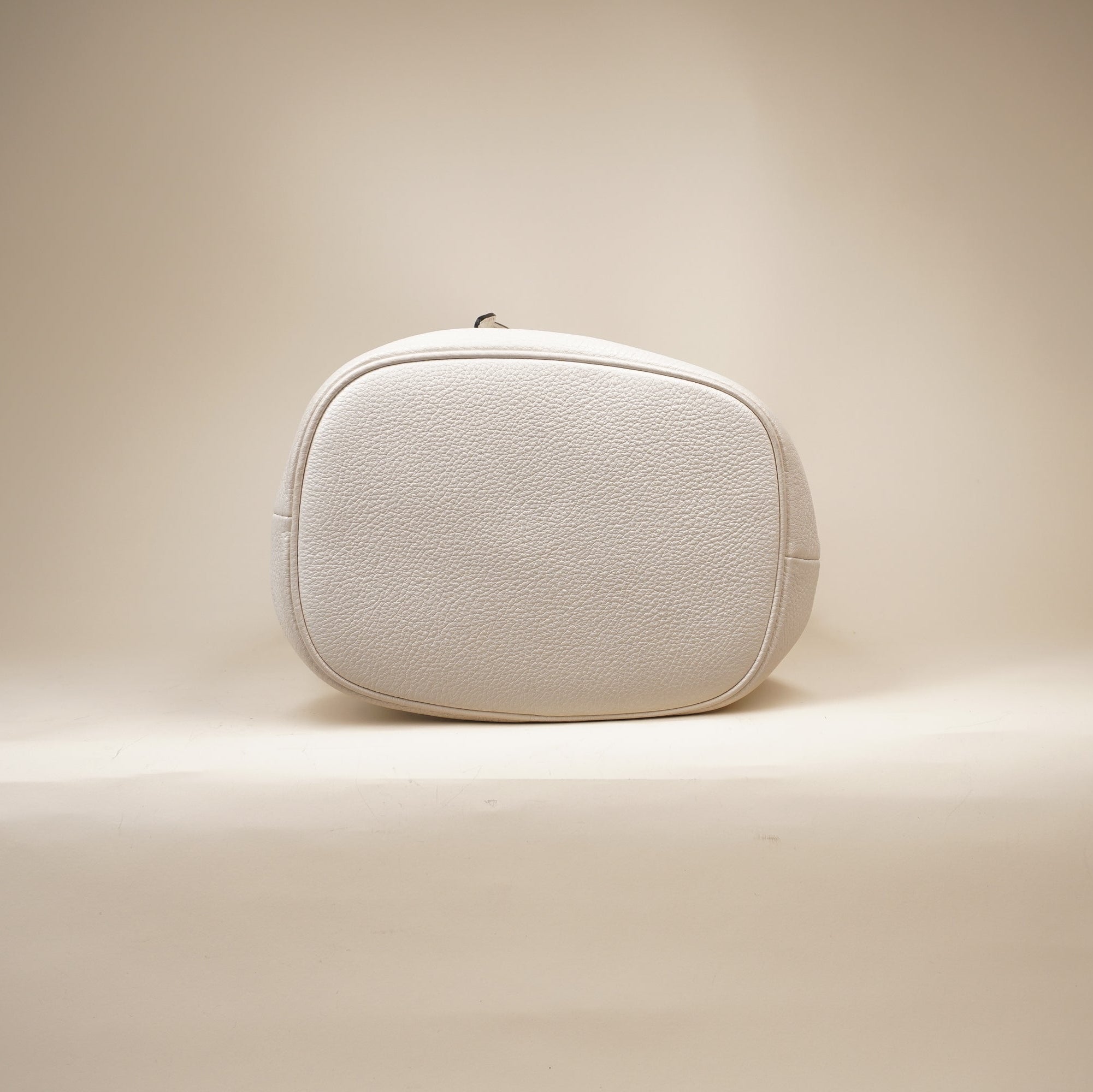 PRE-OWNED White Cream Vitello Bucket Bag