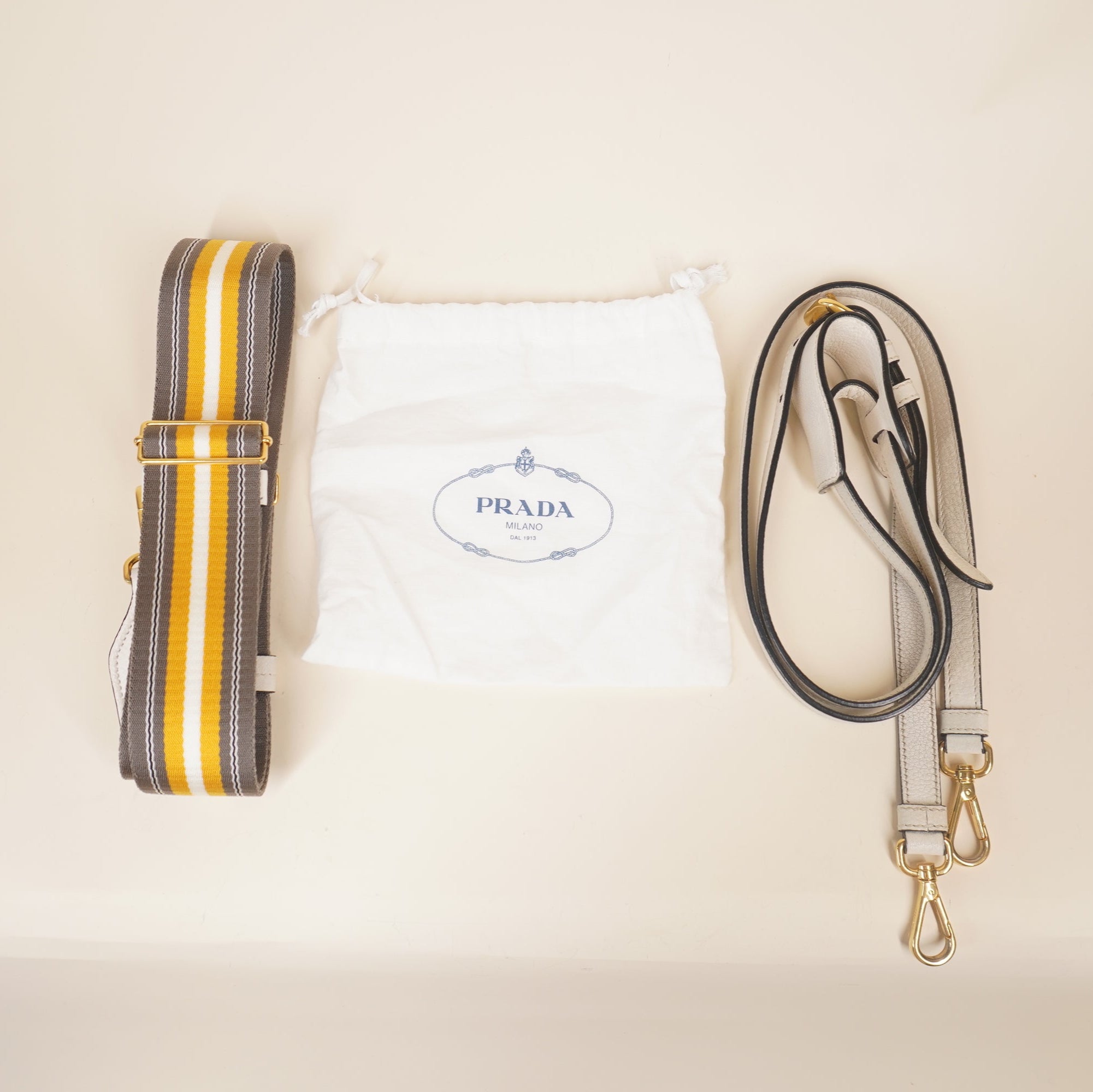 PRE-OWNED White Cream Vitello Bucket Bag
