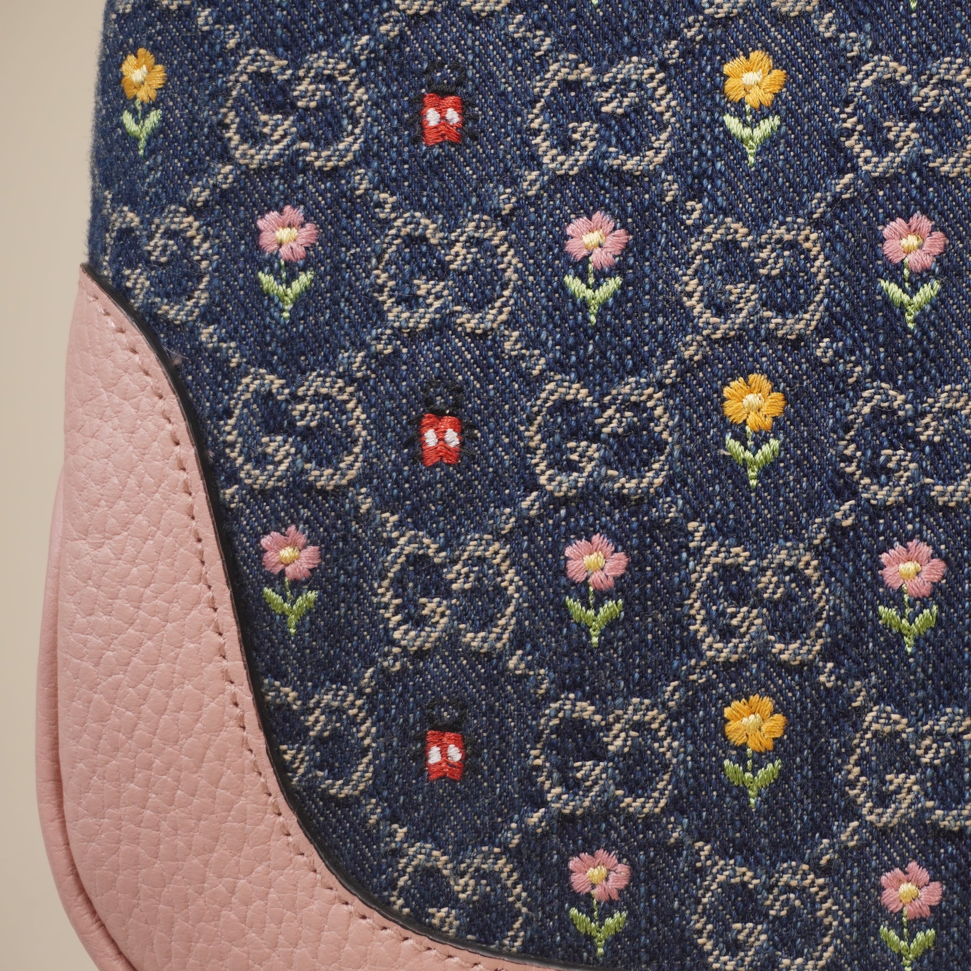 PRE-OWNED Denim GG Monogram Calfskin Love Parade Small Jackie 1961 Hobo