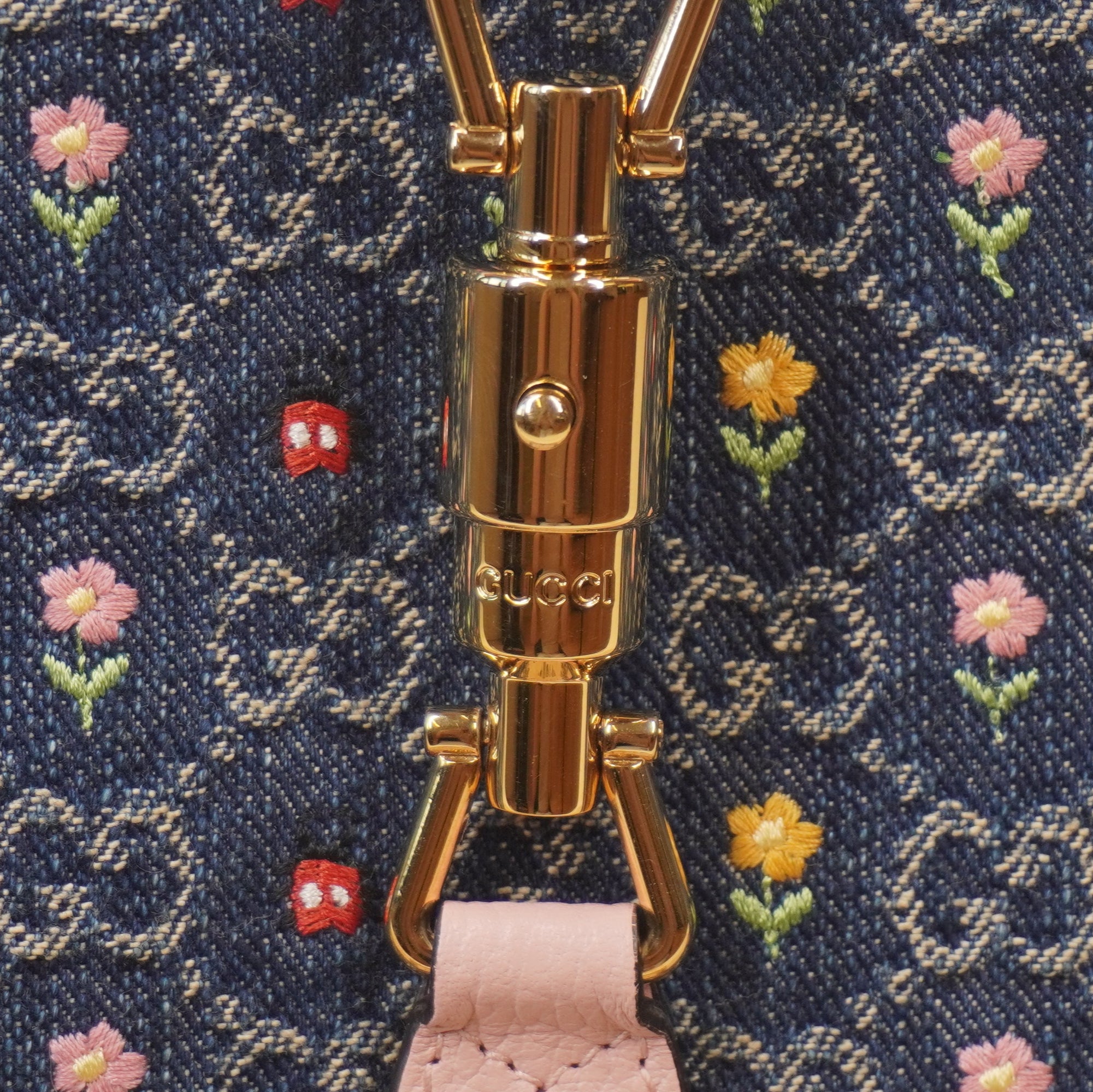 PRE-OWNED Denim GG Monogram Calfskin Love Parade Small Jackie 1961 Hobo