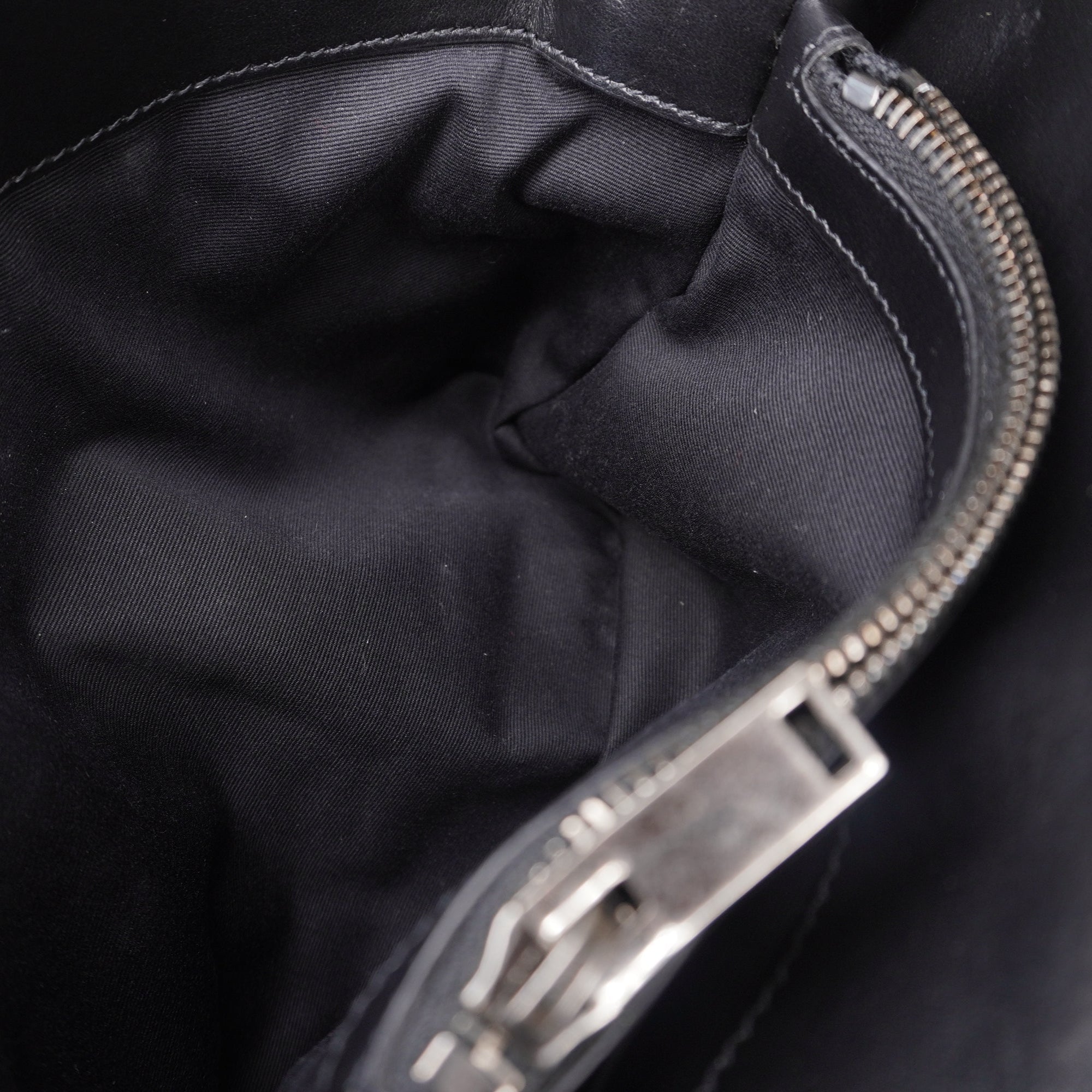 PRE-OWNED Calfskin Y Quilted Monogram Small Charm Loulou Chain Satchel Black