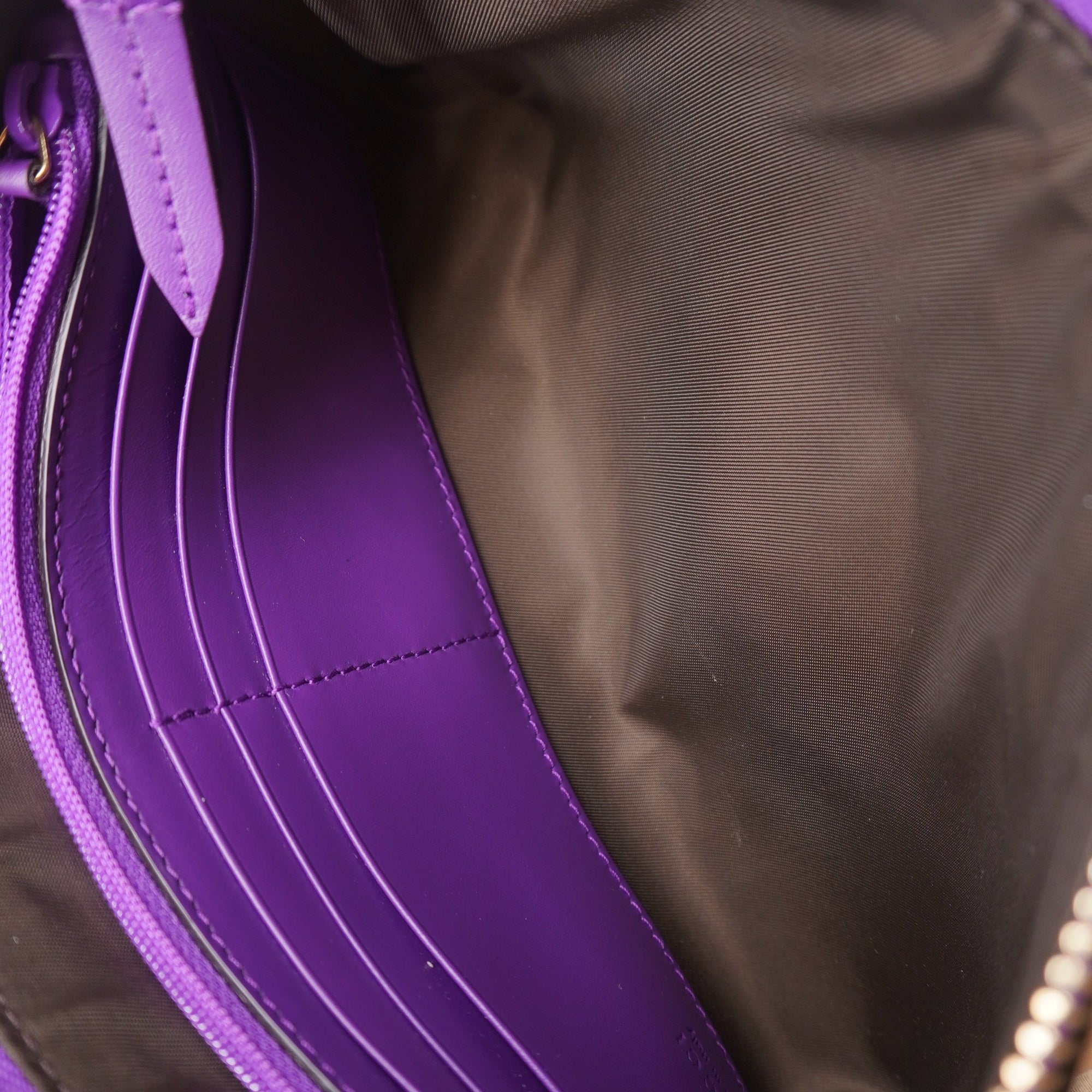 PRE-OWNED GG Purple Chain Wristlet Wallet Guccissima Leather