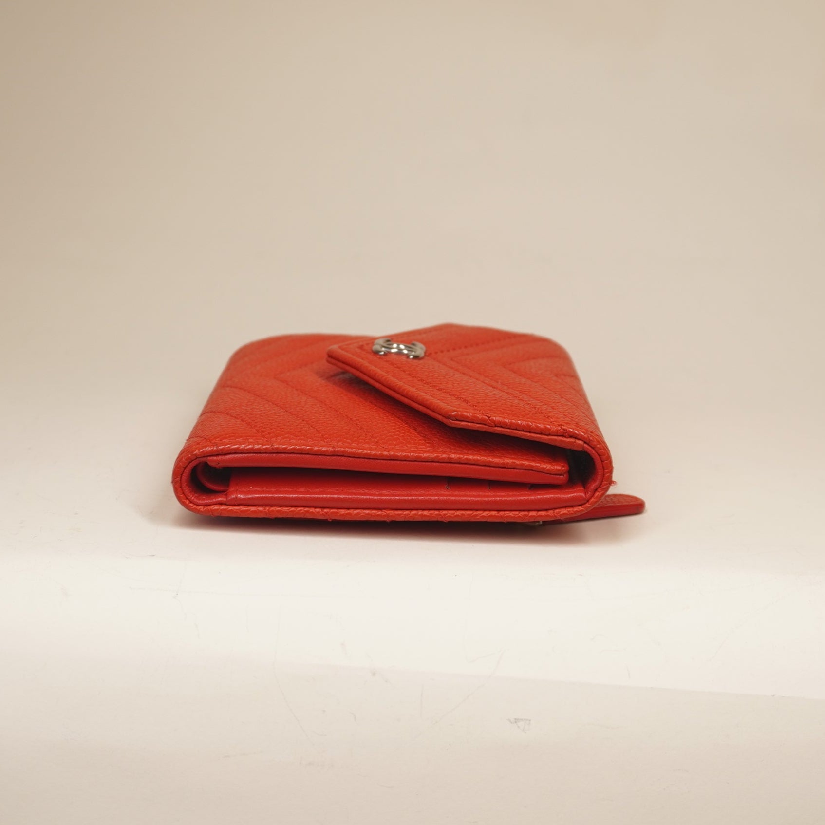PRE-OWNED Classic Flap CF Orange Short Wallet