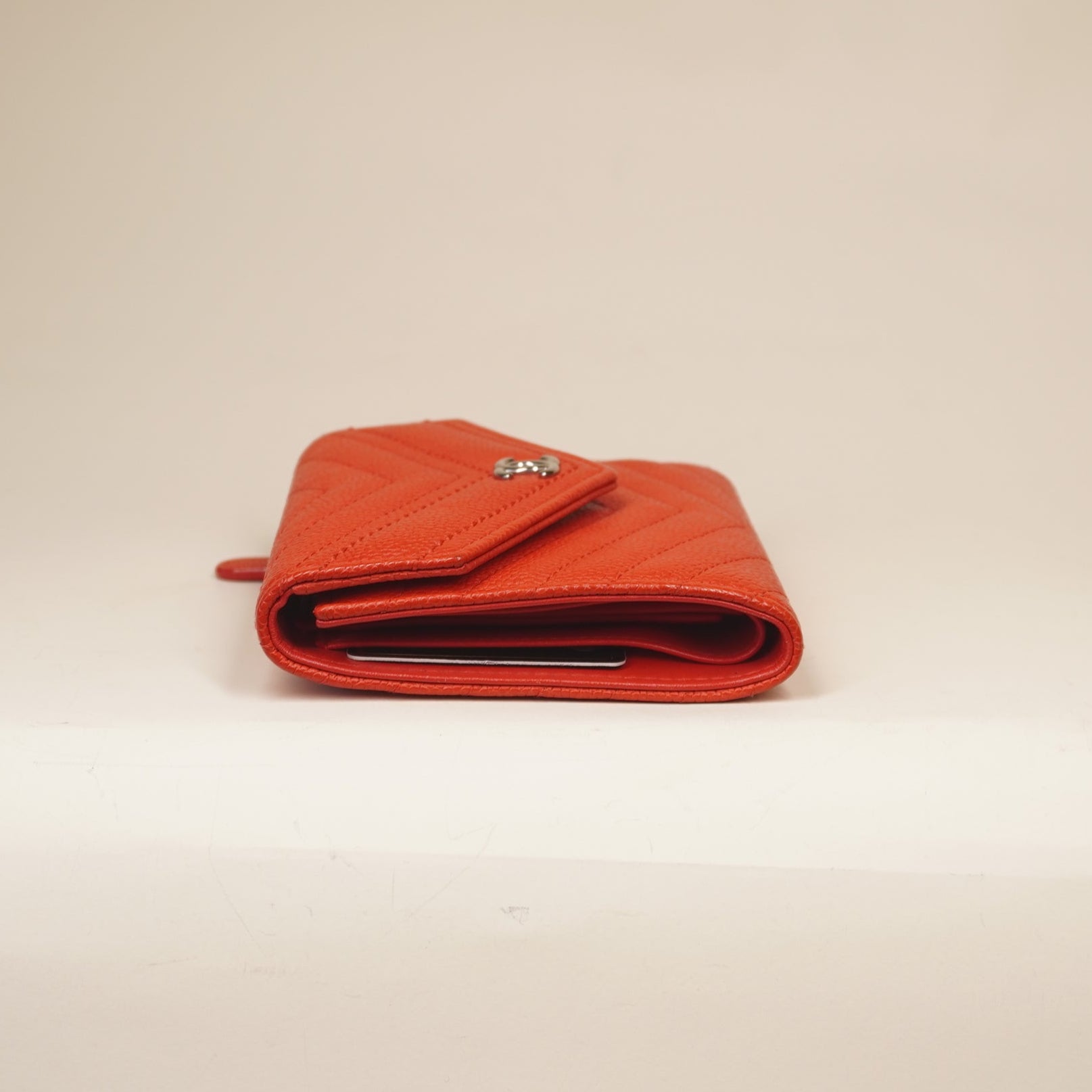 PRE-OWNED Classic Flap CF Orange Short Wallet