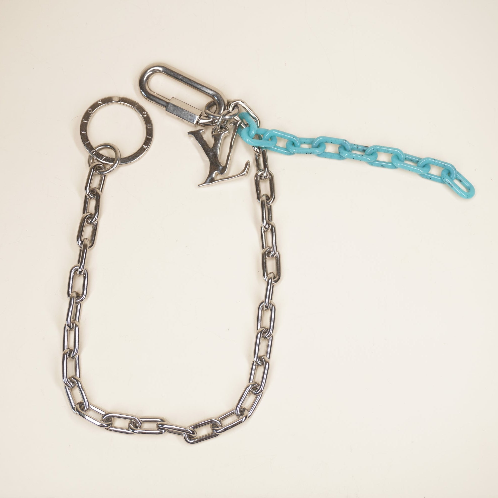 PRE-OWNED LV Shape Key Chain Bag Charm and Key Holder Metal