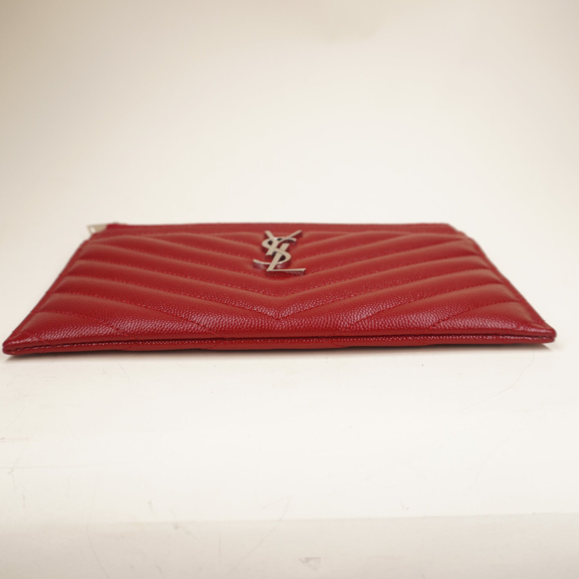 PRE-OWNED Grain De Poudre Chevron Monogram Bill Pouch Red