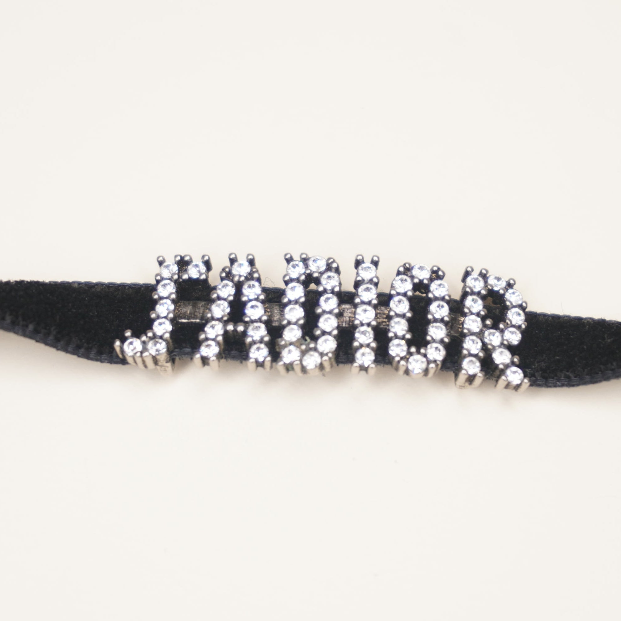 PRE-OWNED Black Velvet Crystal J’Adior Choker Necklace