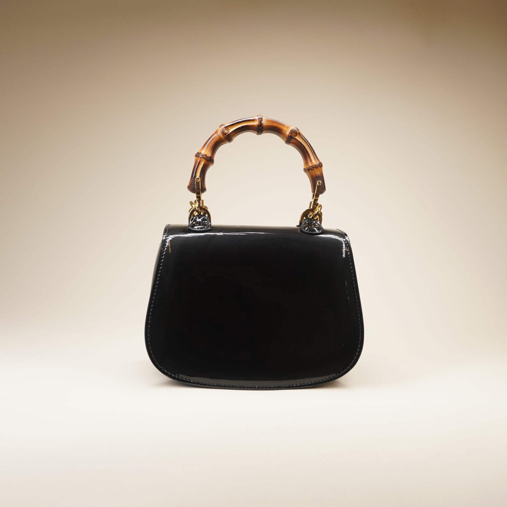PRE-OWNED GG Bamboo 1947 Black Vernis Shoulder Bag