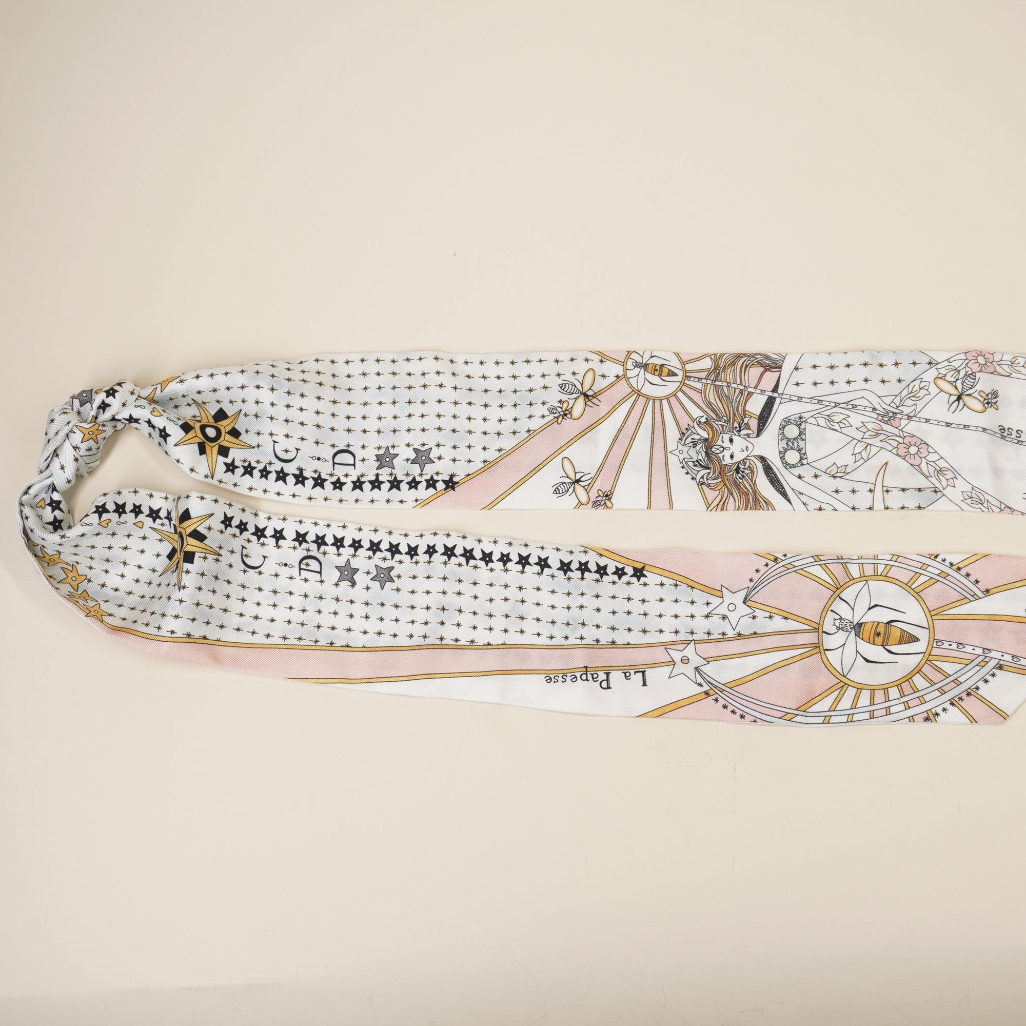 PRE-OWNED Silk High Priestess Tarot Mitzah Scarf Off White