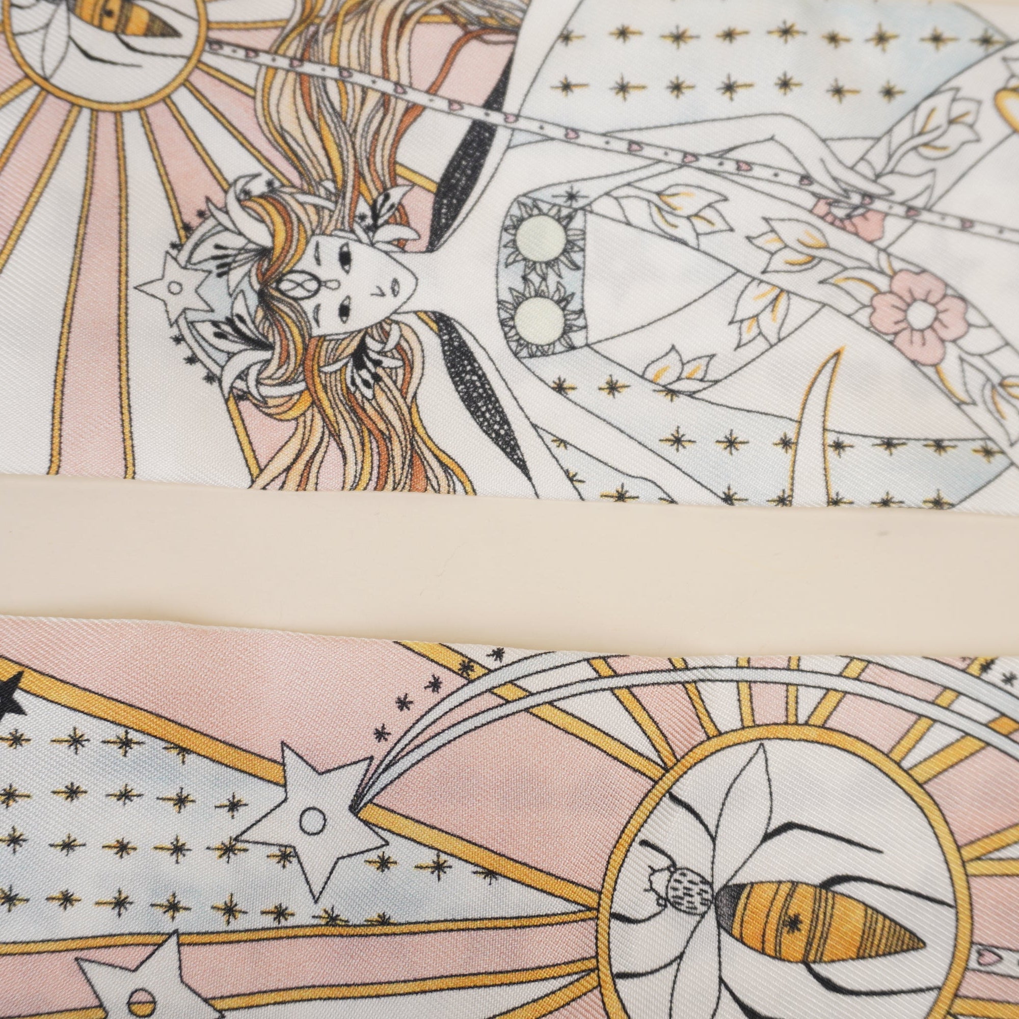 PRE-OWNED Silk High Priestess Tarot Mitzah Scarf Off White
