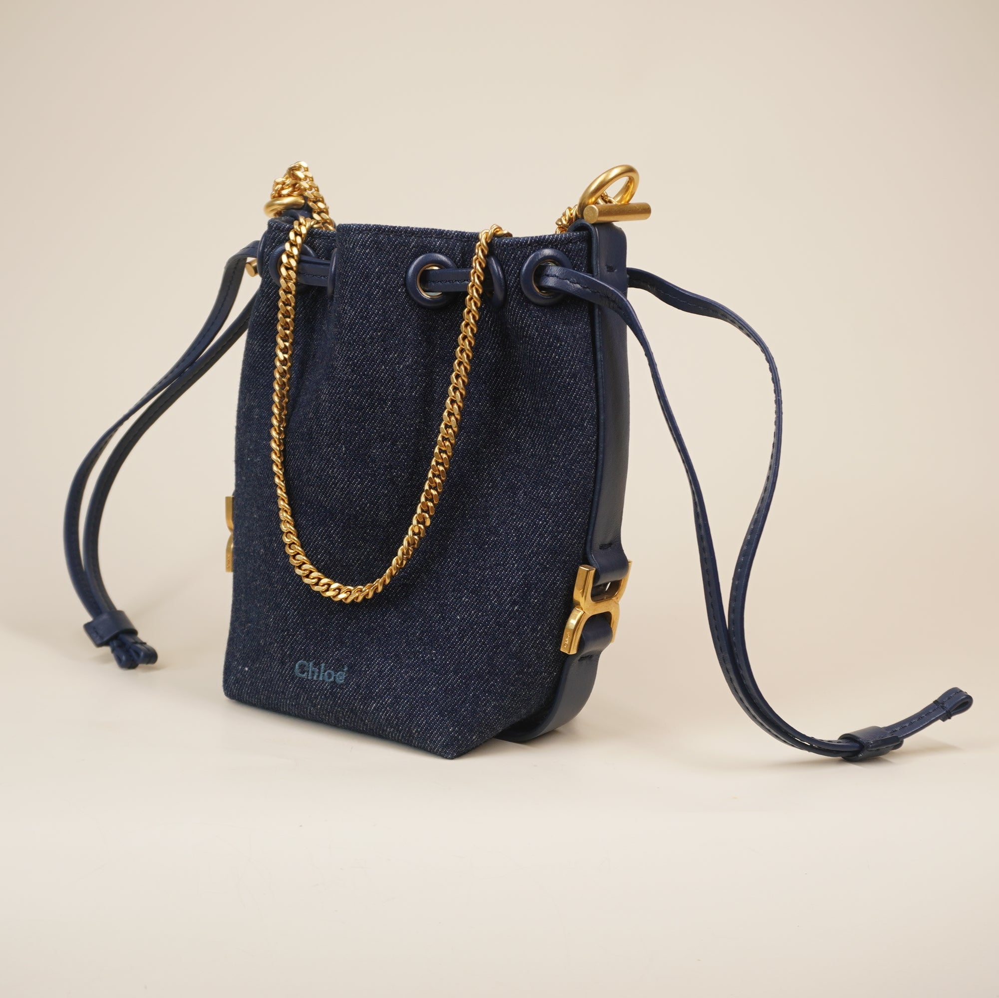 PRE-OWNED Denim Blue Marci Micro Bucket Crossbody Bag