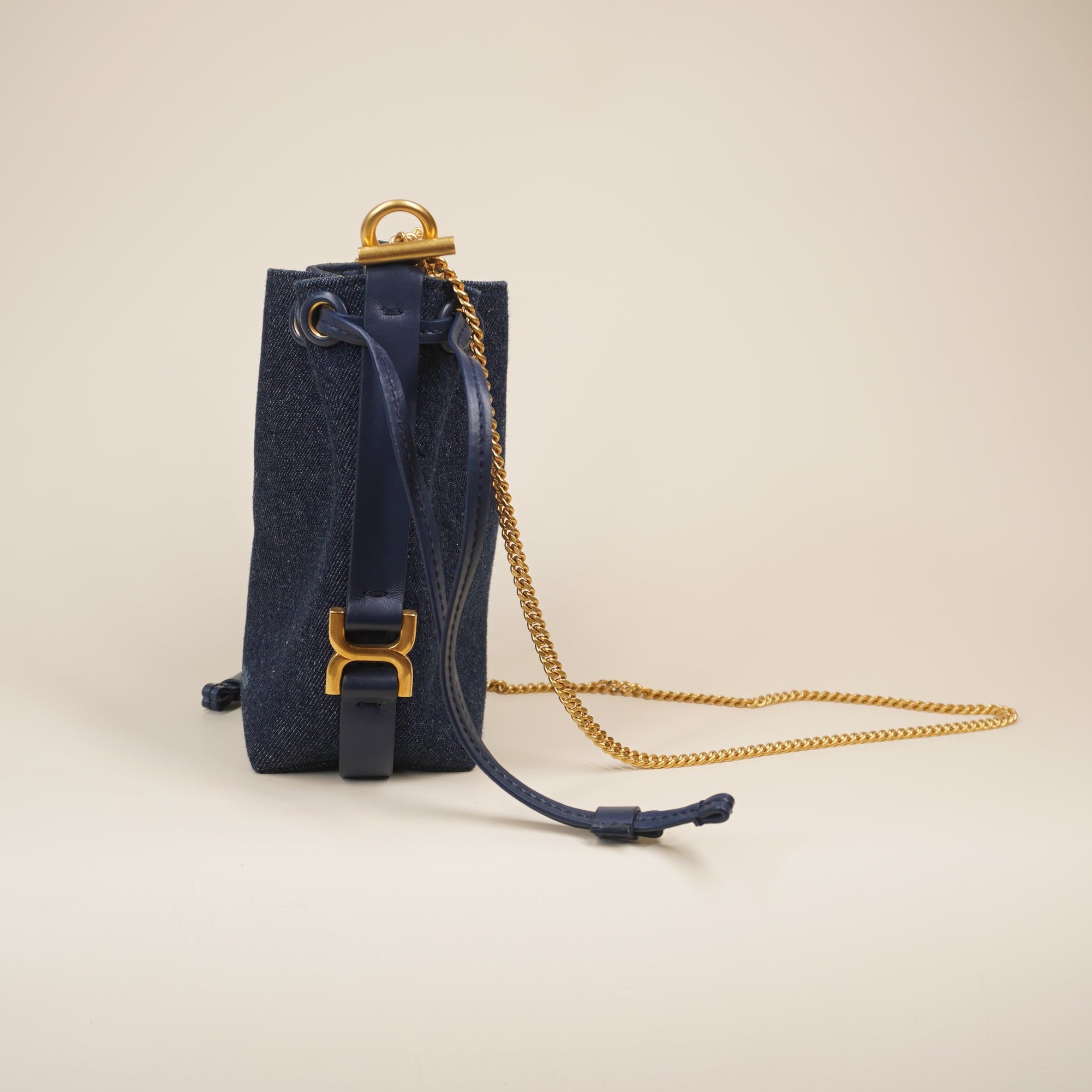 PRE-OWNED Denim Blue Marci Micro Bucket Crossbody Bag