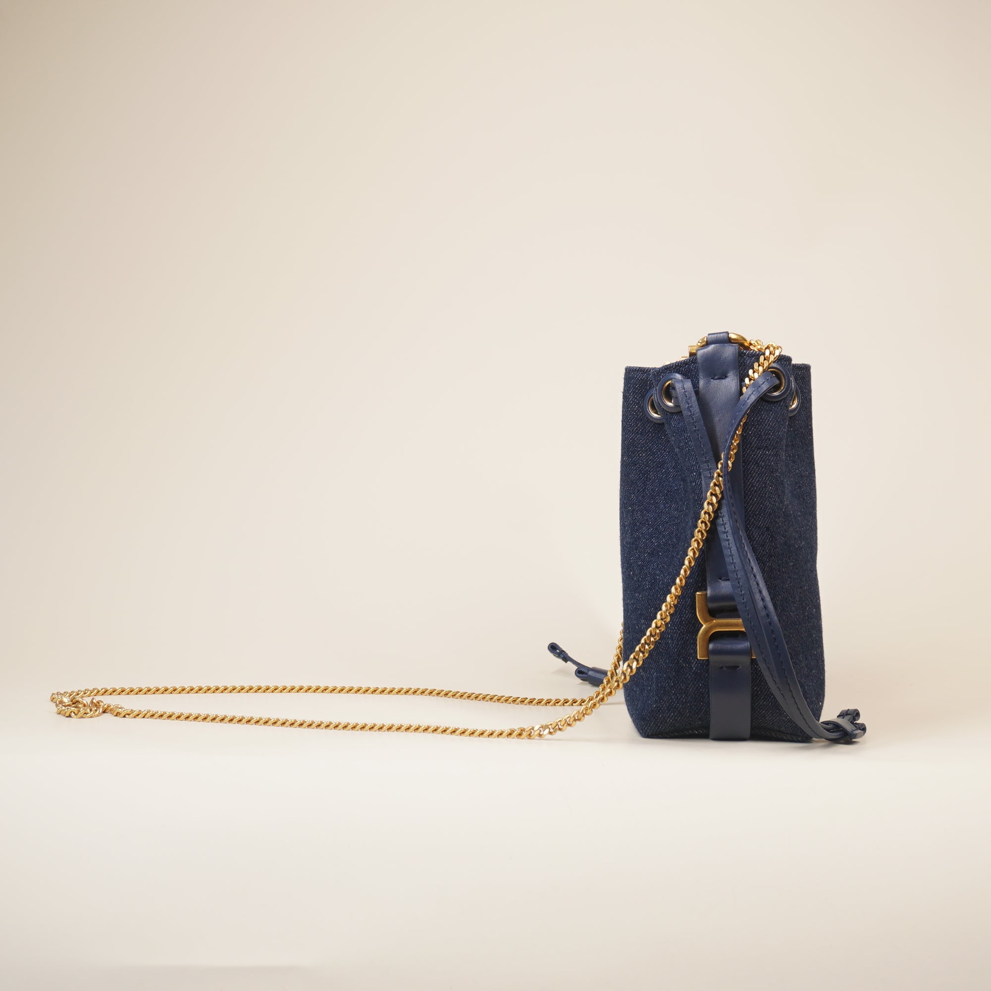 PRE-OWNED Denim Blue Marci Micro Bucket Crossbody Bag