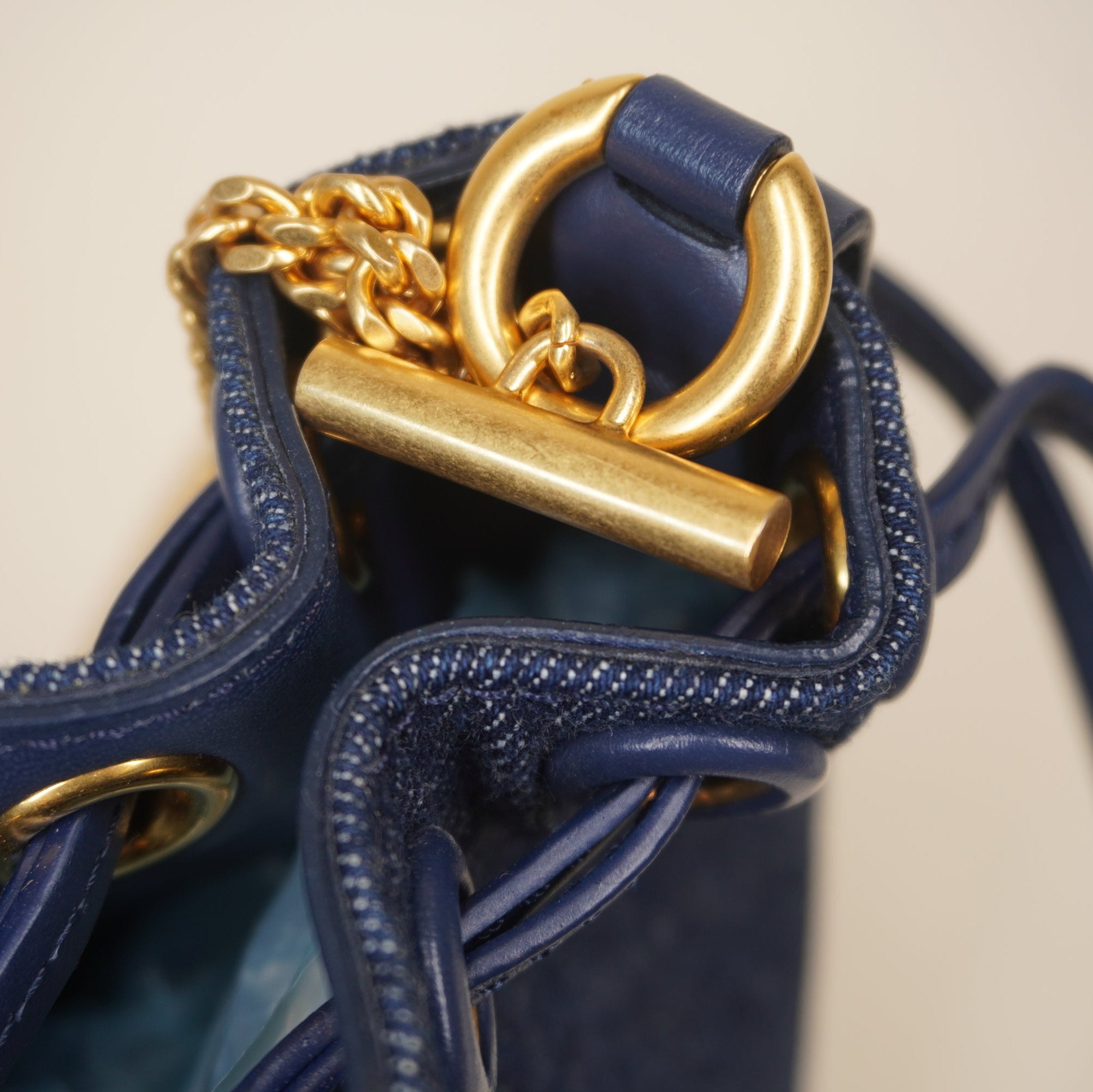 PRE-OWNED Denim Blue Marci Micro Bucket Crossbody Bag