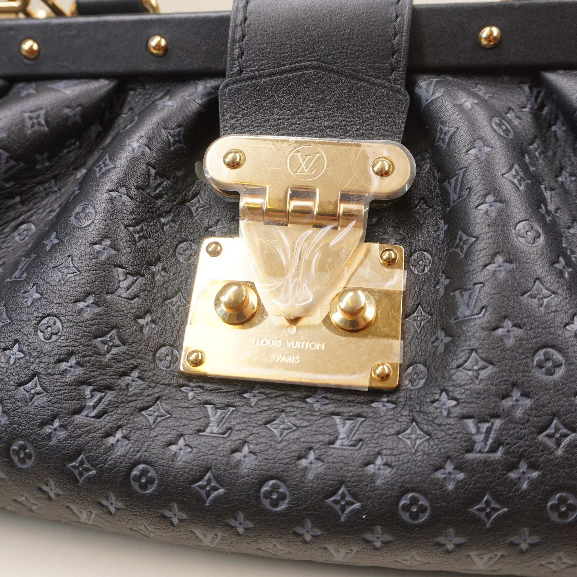 PRE-OWNED LV Black Nanogram Clutch Shoulder Bag
