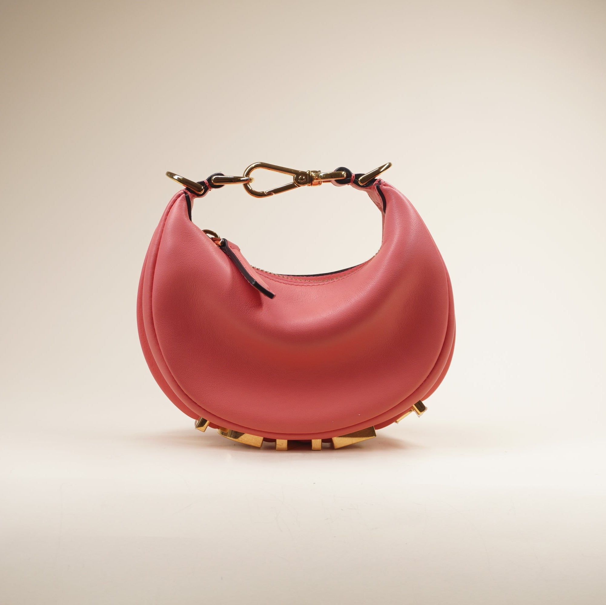 PRE-OWNED Vitello Grace Mini Fendigraphy Hobo Charm Pink Dalia