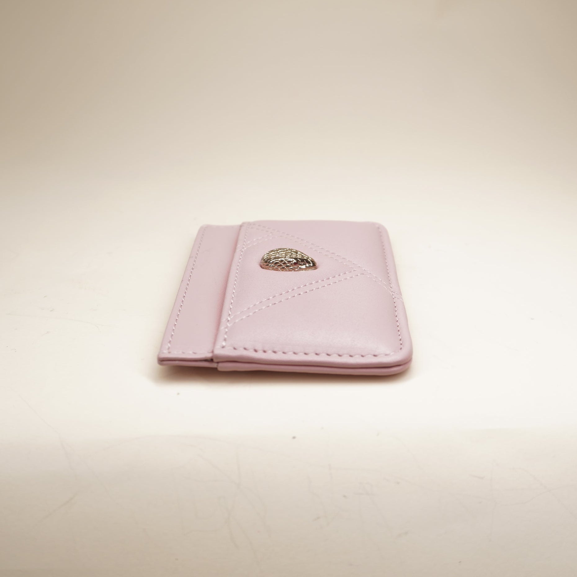 PRE-OWNED Pink Cabochon Leather Card Case