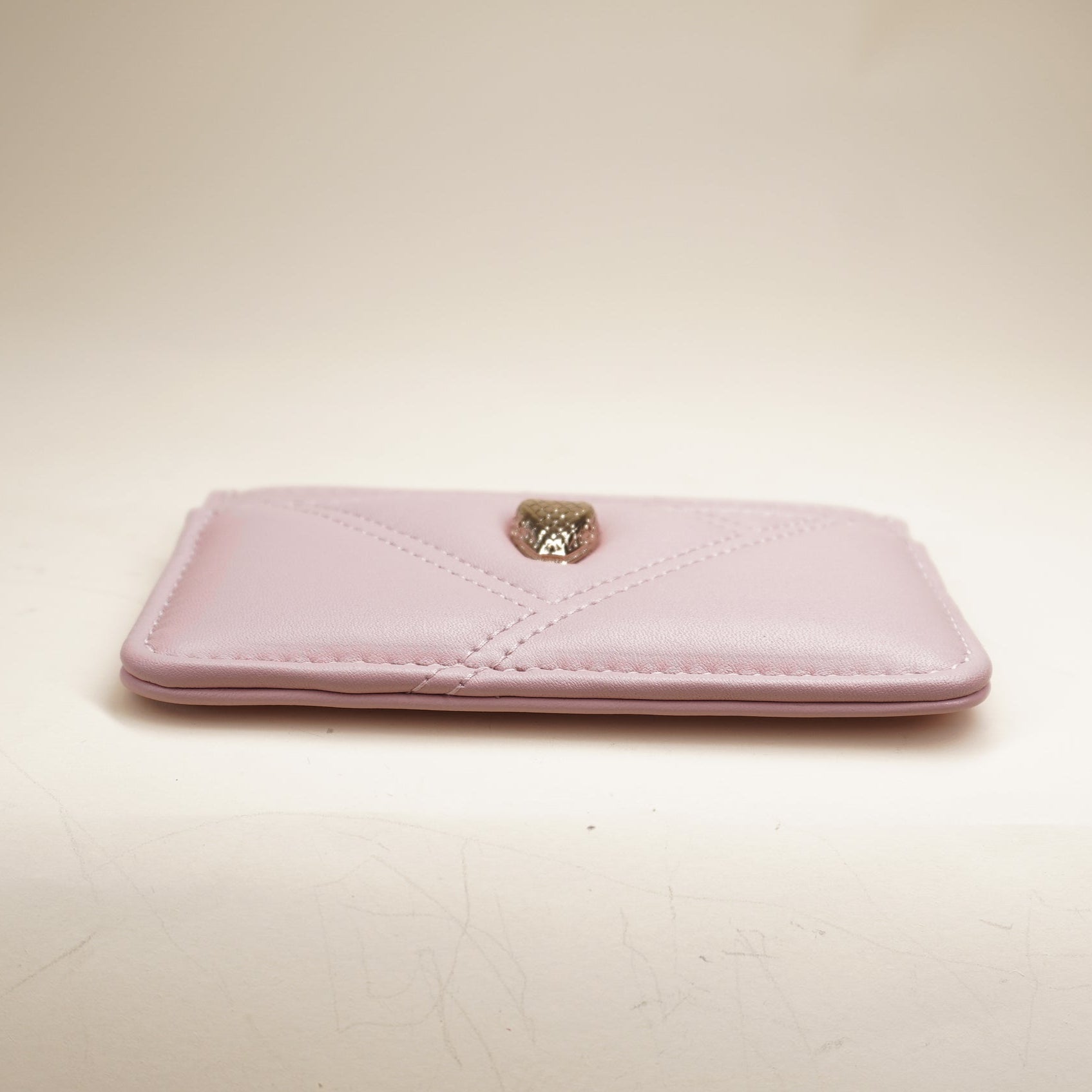 PRE-OWNED Pink Cabochon Leather Card Case