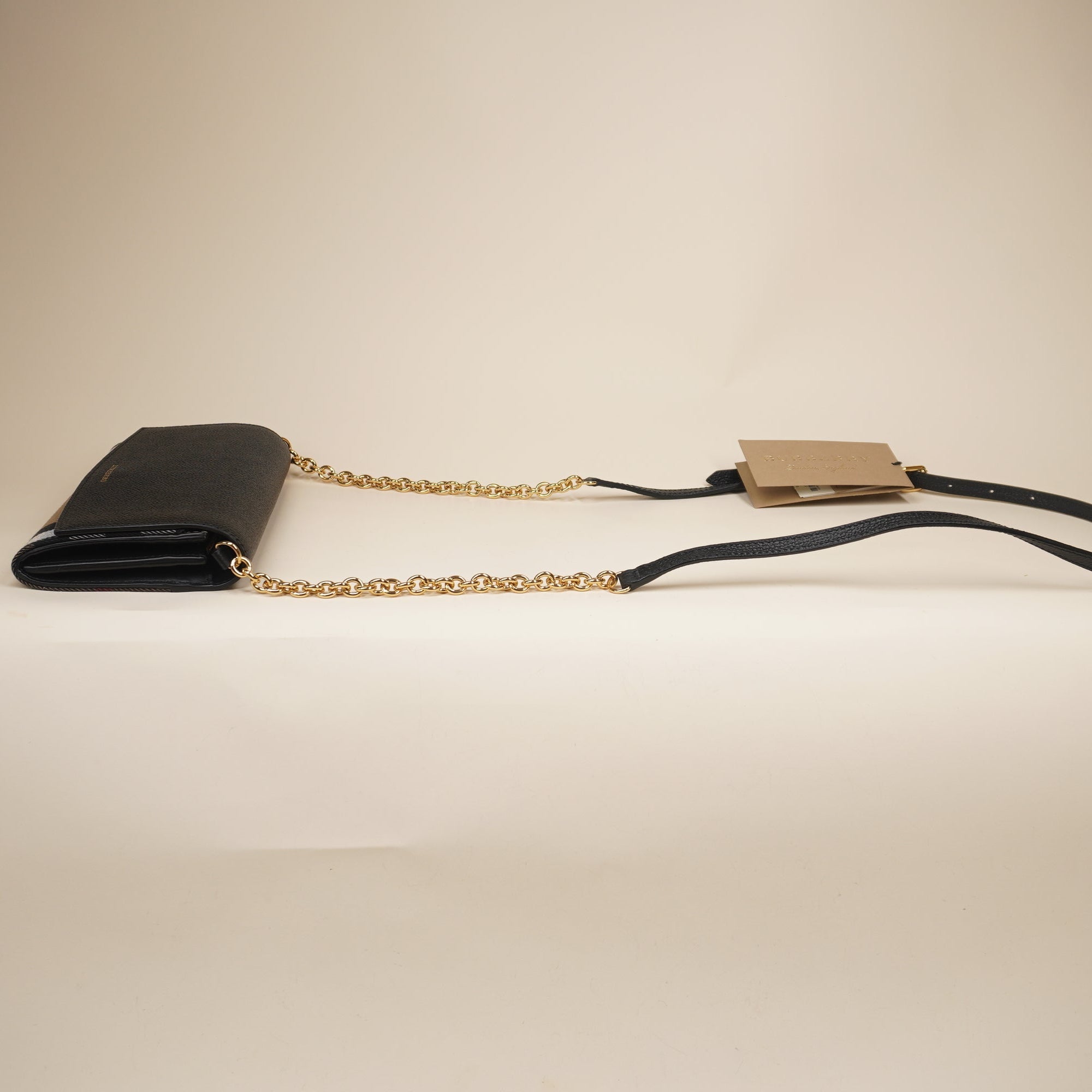 PRE-OWNED Calfskin House Check Henley Wallet On Chain Black