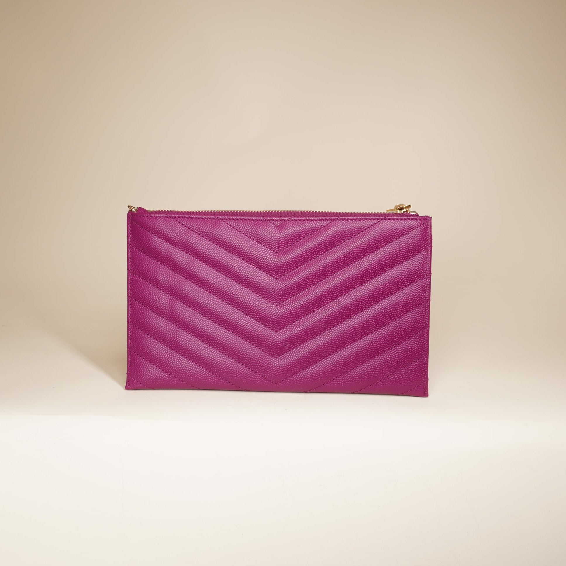PRE-OWNED Grape Grain De Poudre Chevron Monogram Bill Pouch