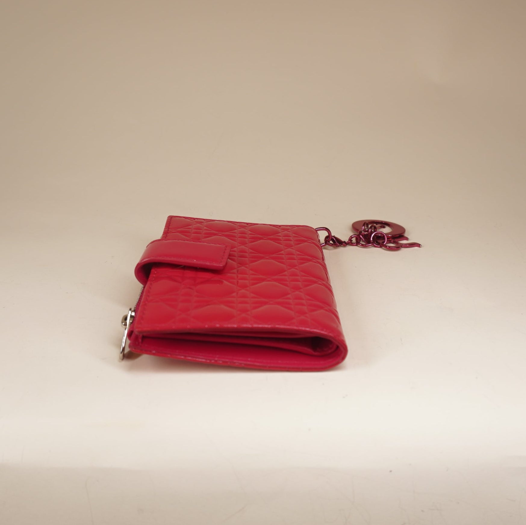 PRE-OWNED Pink Patent Cannage Lady Dior Eden Wallet