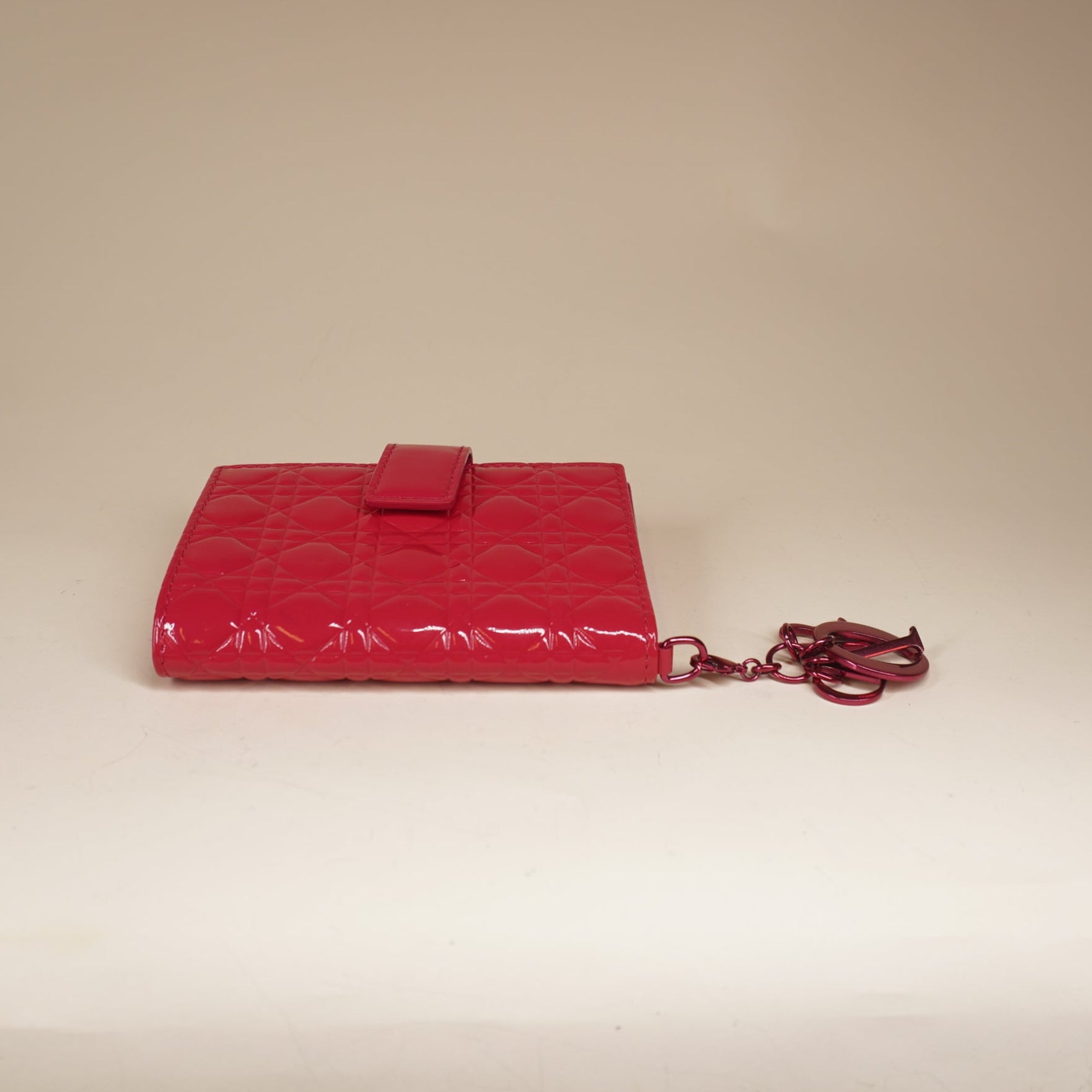 PRE-OWNED Pink Patent Cannage Lady Dior Eden Wallet