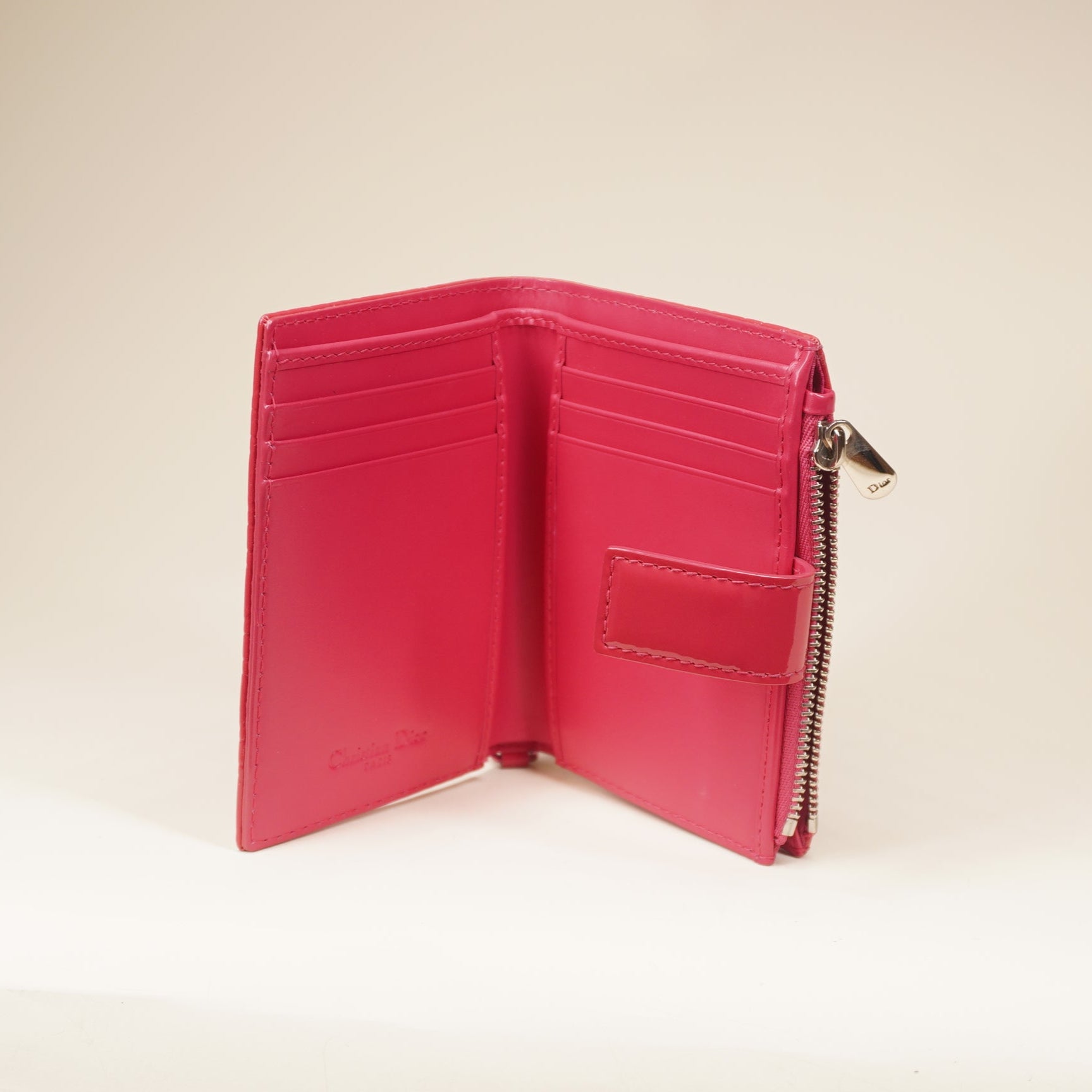 PRE-OWNED Pink Patent Cannage Lady Dior Eden Wallet
