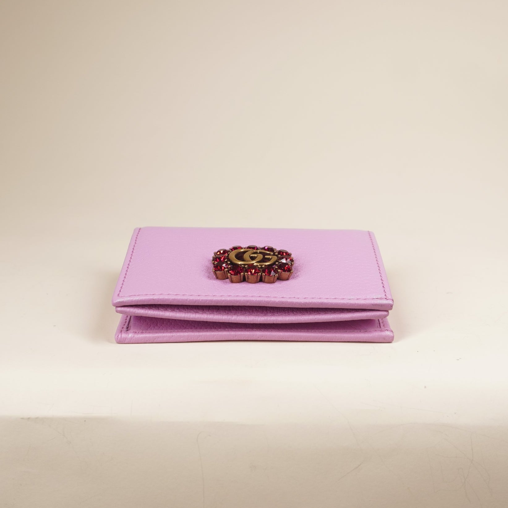 PRE-OWNED GG Pink Crystals Marmont Bifold Card Holder